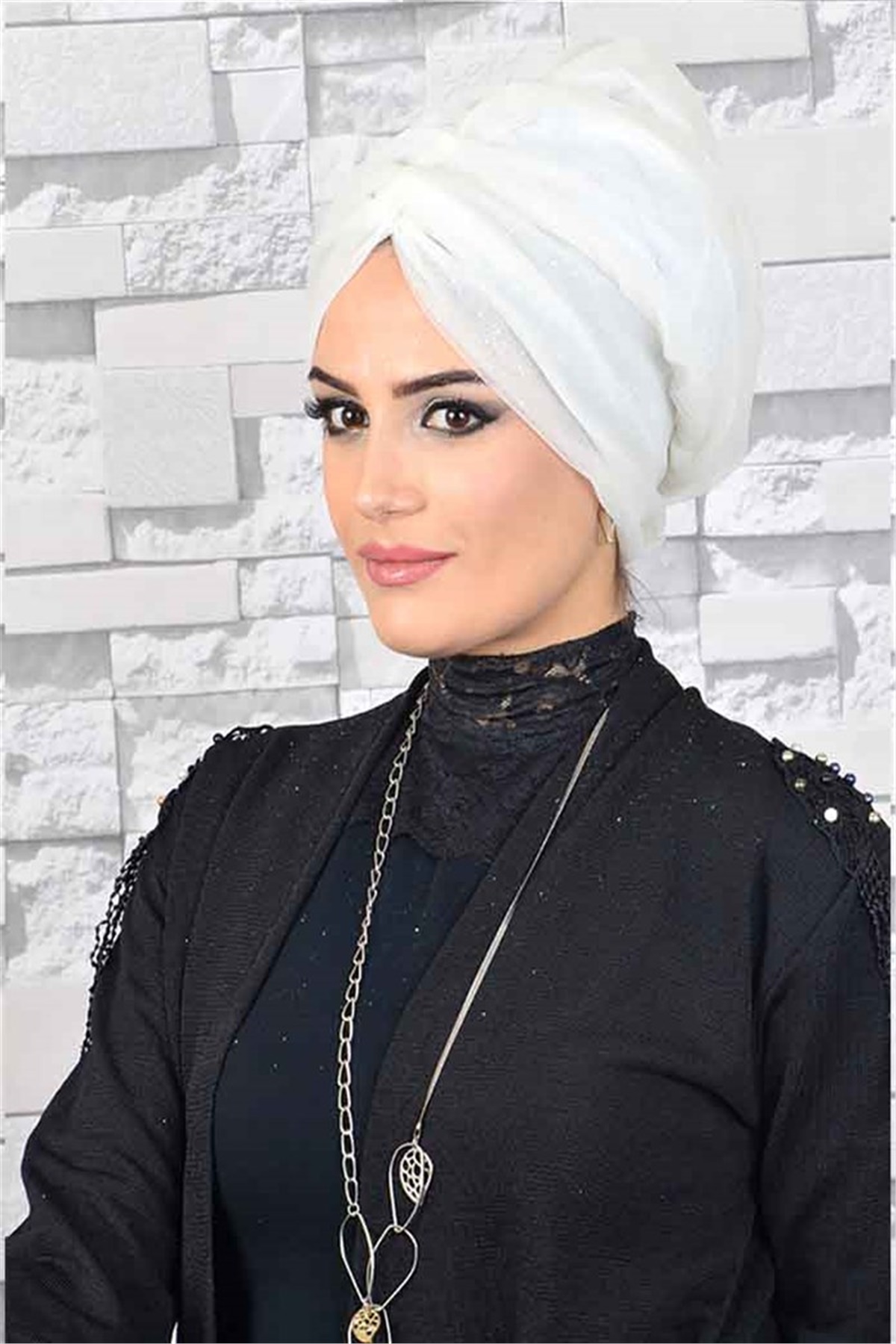 Krem Hayal Tül Tesettür Abiye Şal hz028