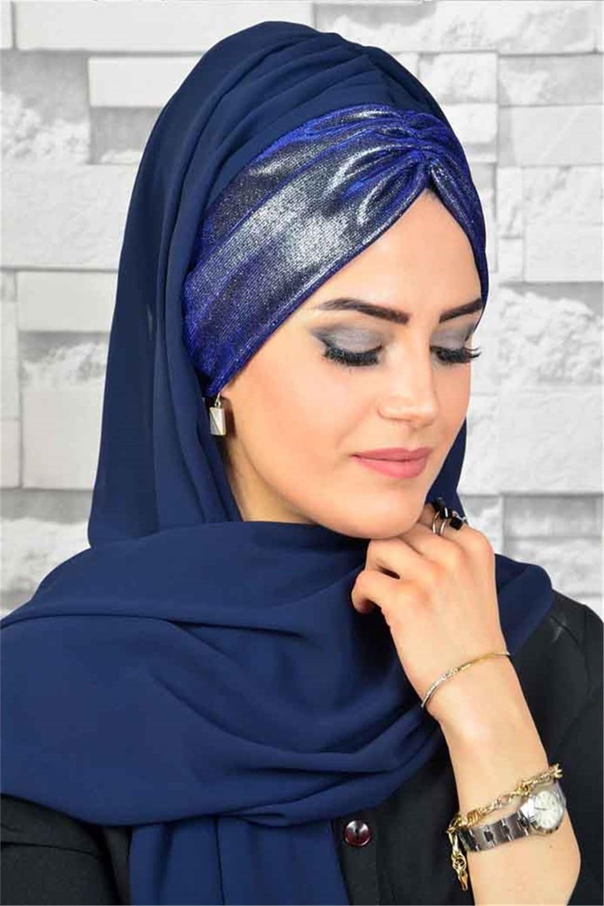 Lacivert Bandana Pratik Şal BND6046