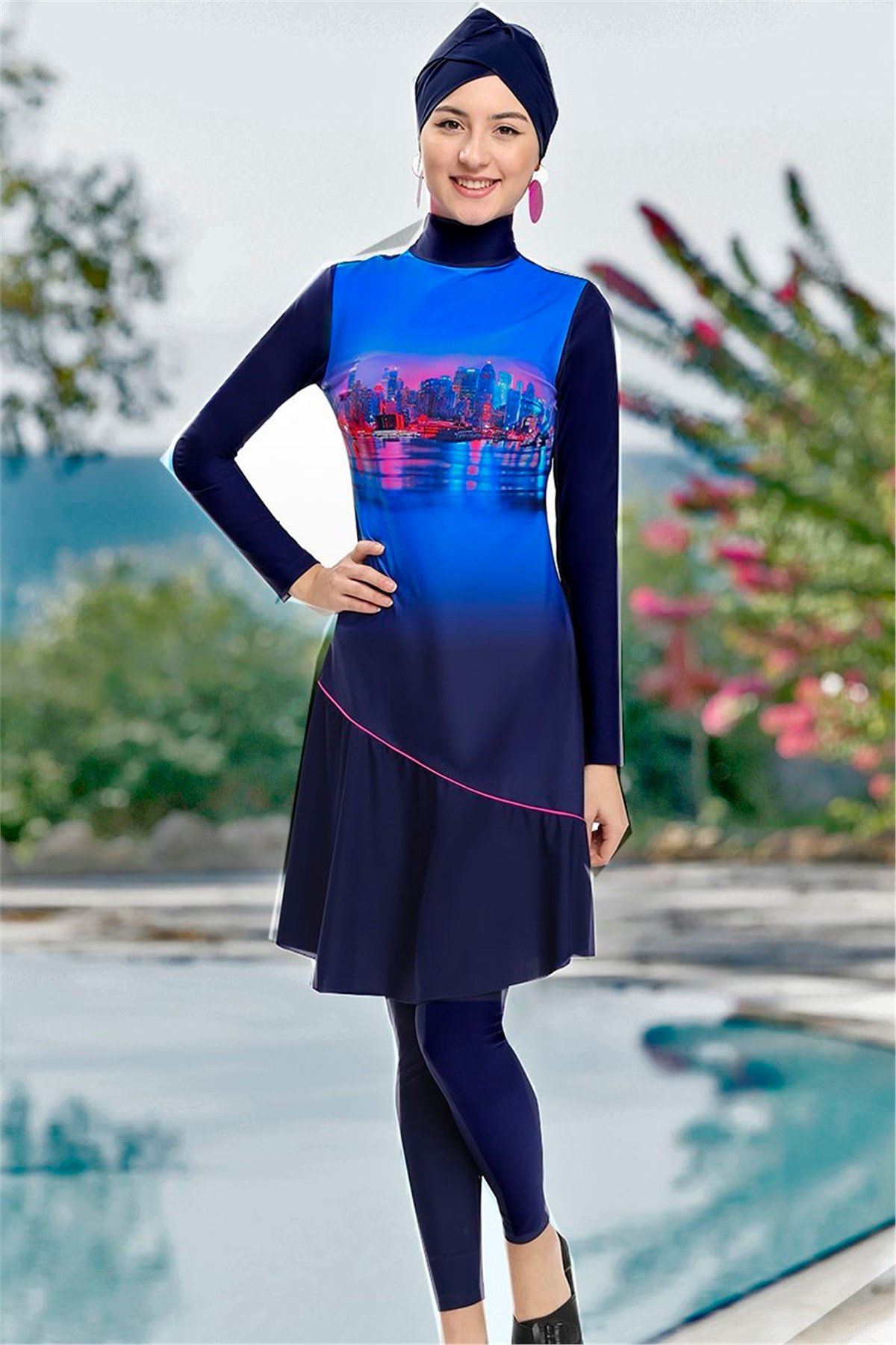 Lacivert Tasarım Tesettür Mayo A9405
