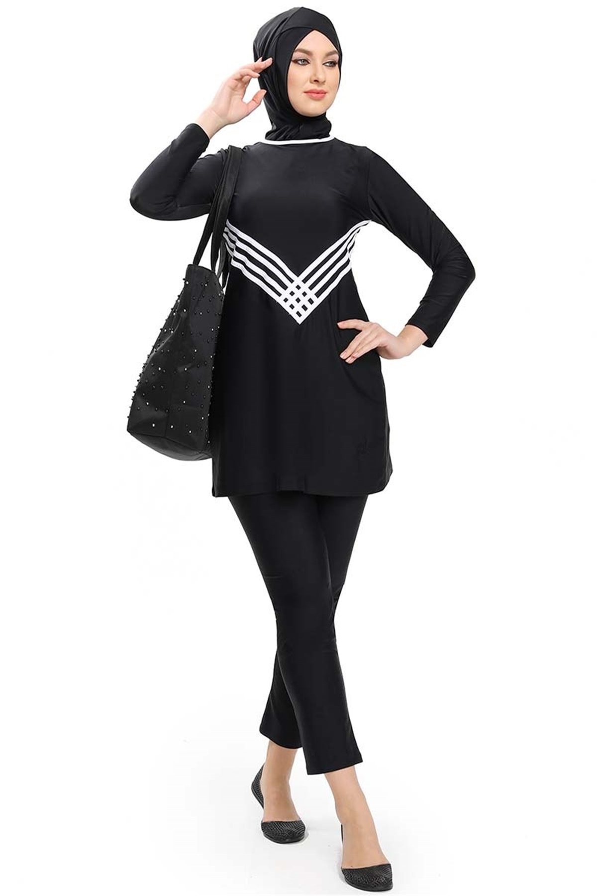 Layla Sport Tam Tesettür Mayo 194141 Siyah