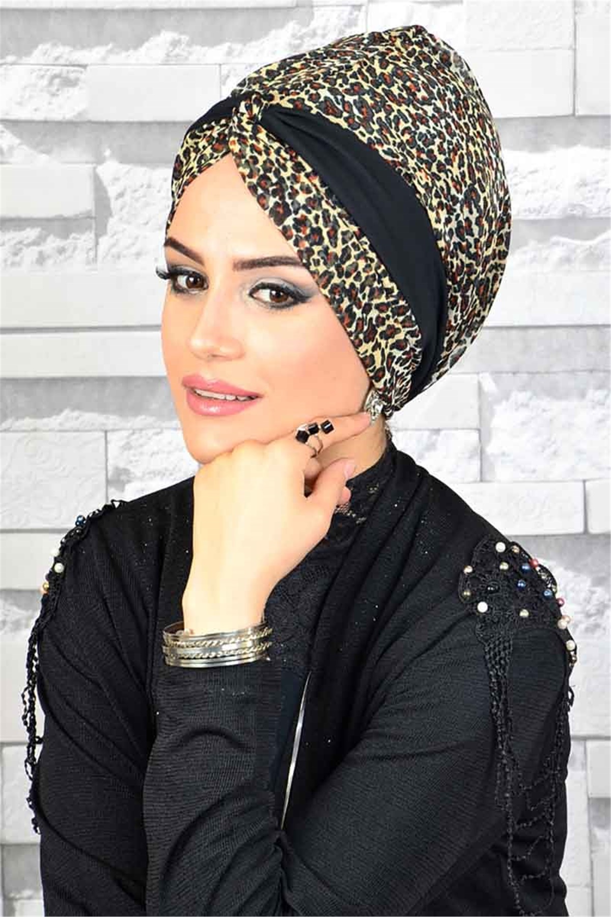 Leopar Tesettür Burgu Bone tb1032