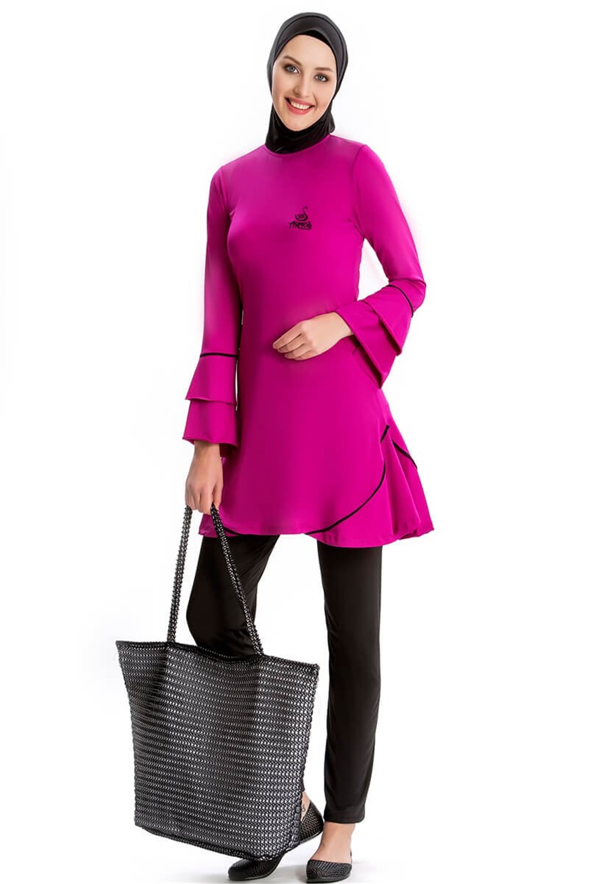 Likralı Tam Tesettür Mayo Bisse 3208211 Fuşya