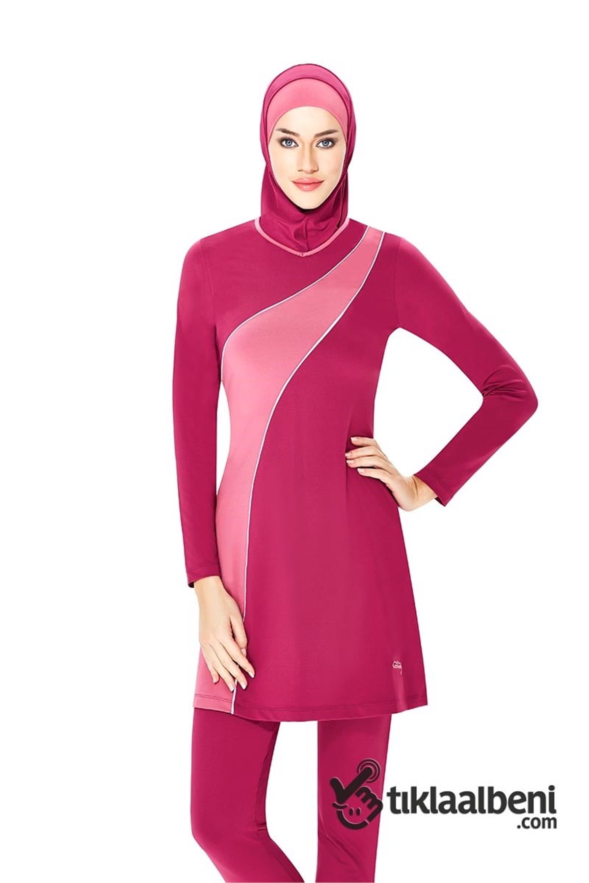Likralı Tam Tesettür Mayo, Tesmay 1130 - Mürdüm