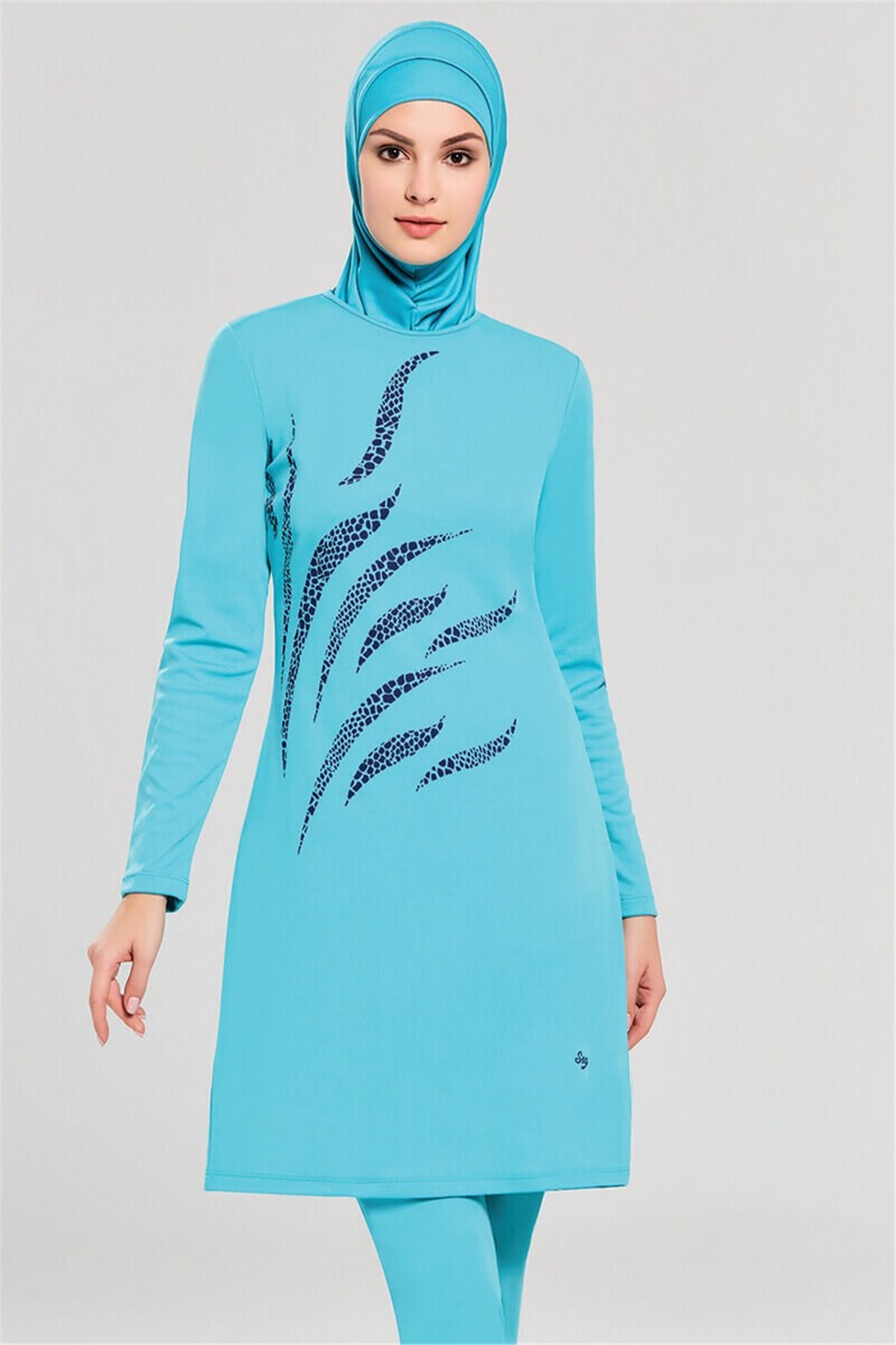 Likralı Tesettür Mayo Seamay 0742, Mint