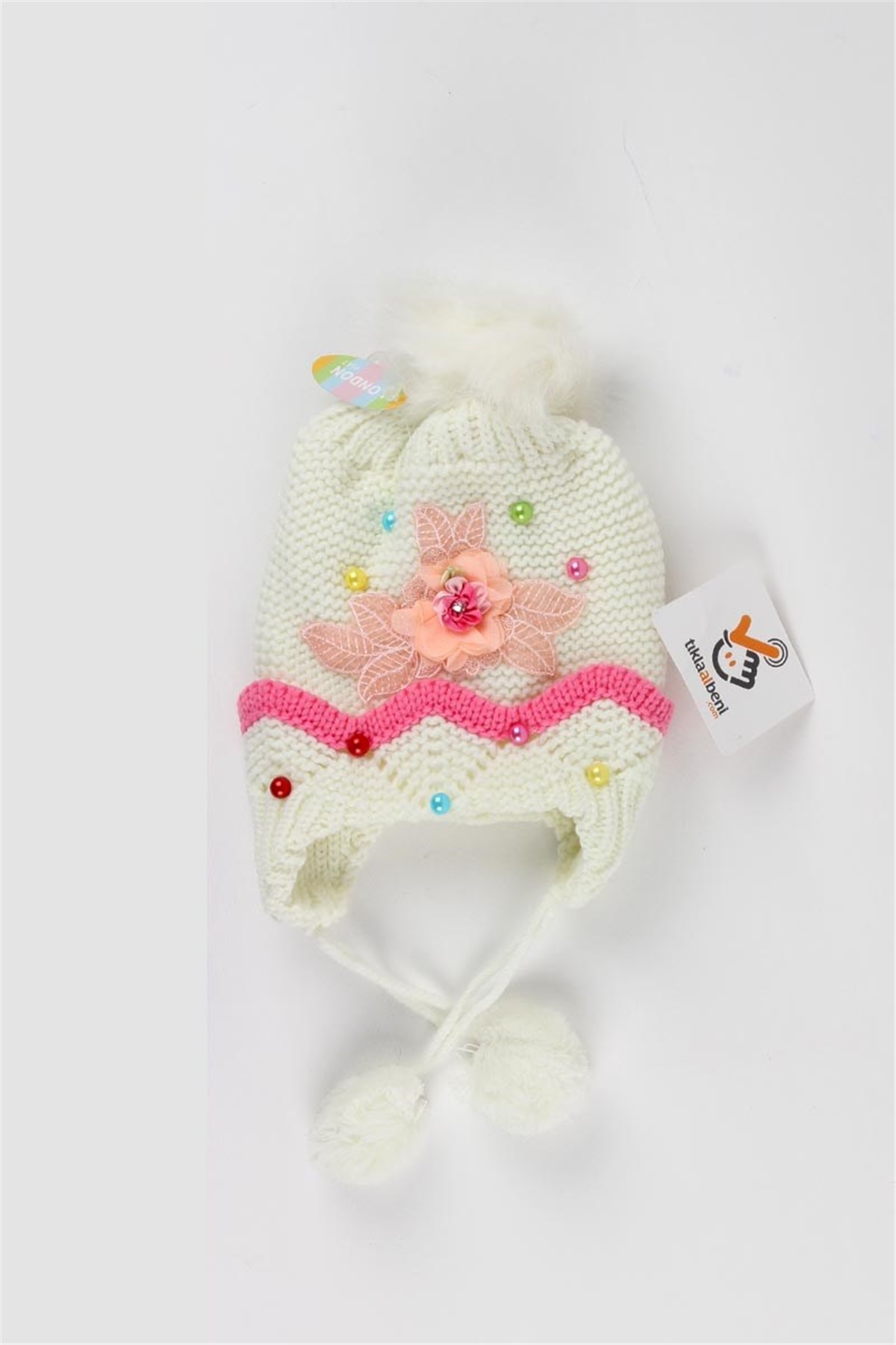 London Kız Çocuk Çiçek Yapraklı Kulaklı Şapka Bere