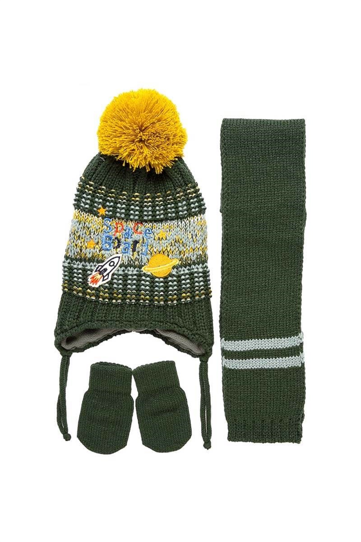 Odessa Erkek Bebek Atkı Bere Eldiven Takımı Yeşil - K9907