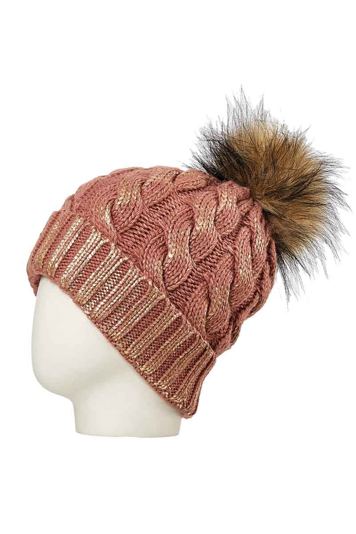 Parlak Baskılı Kadın Bere 24681 -  Kiremit