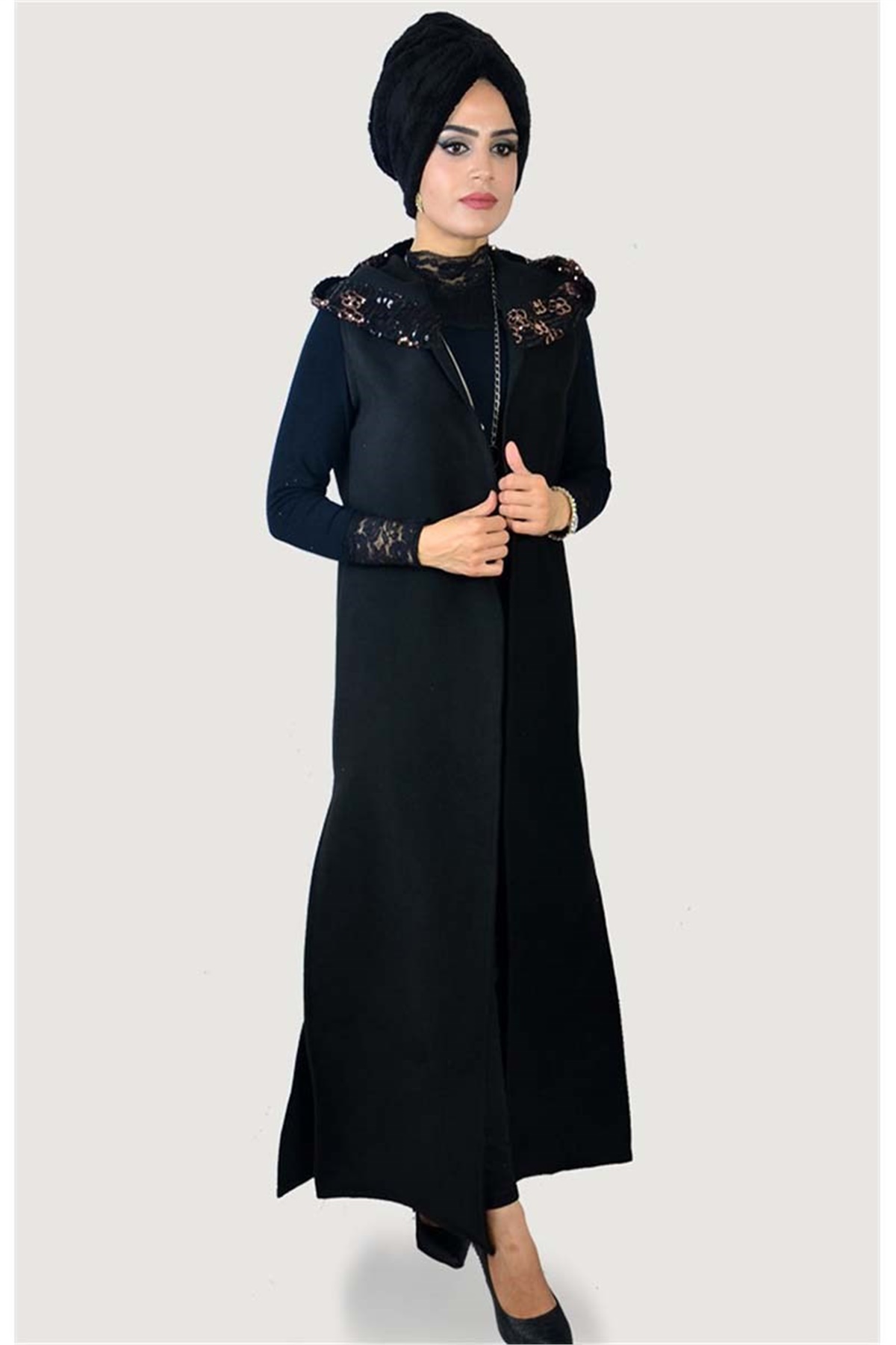 Payetli Kaşe Tesettür Yelek