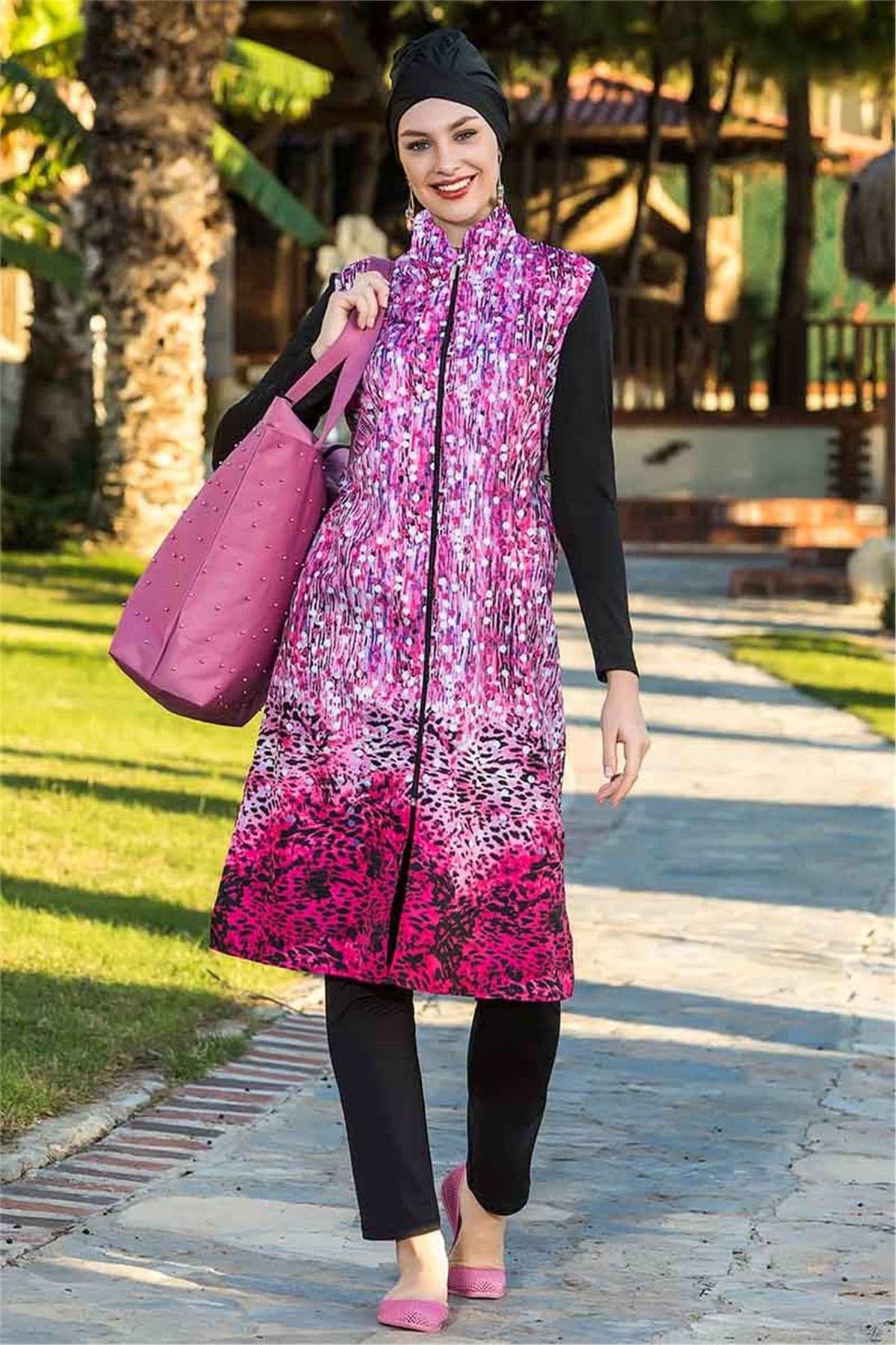 Pembe Tesettür Mayo, Jennifer Tam Kapalı Mayo A177