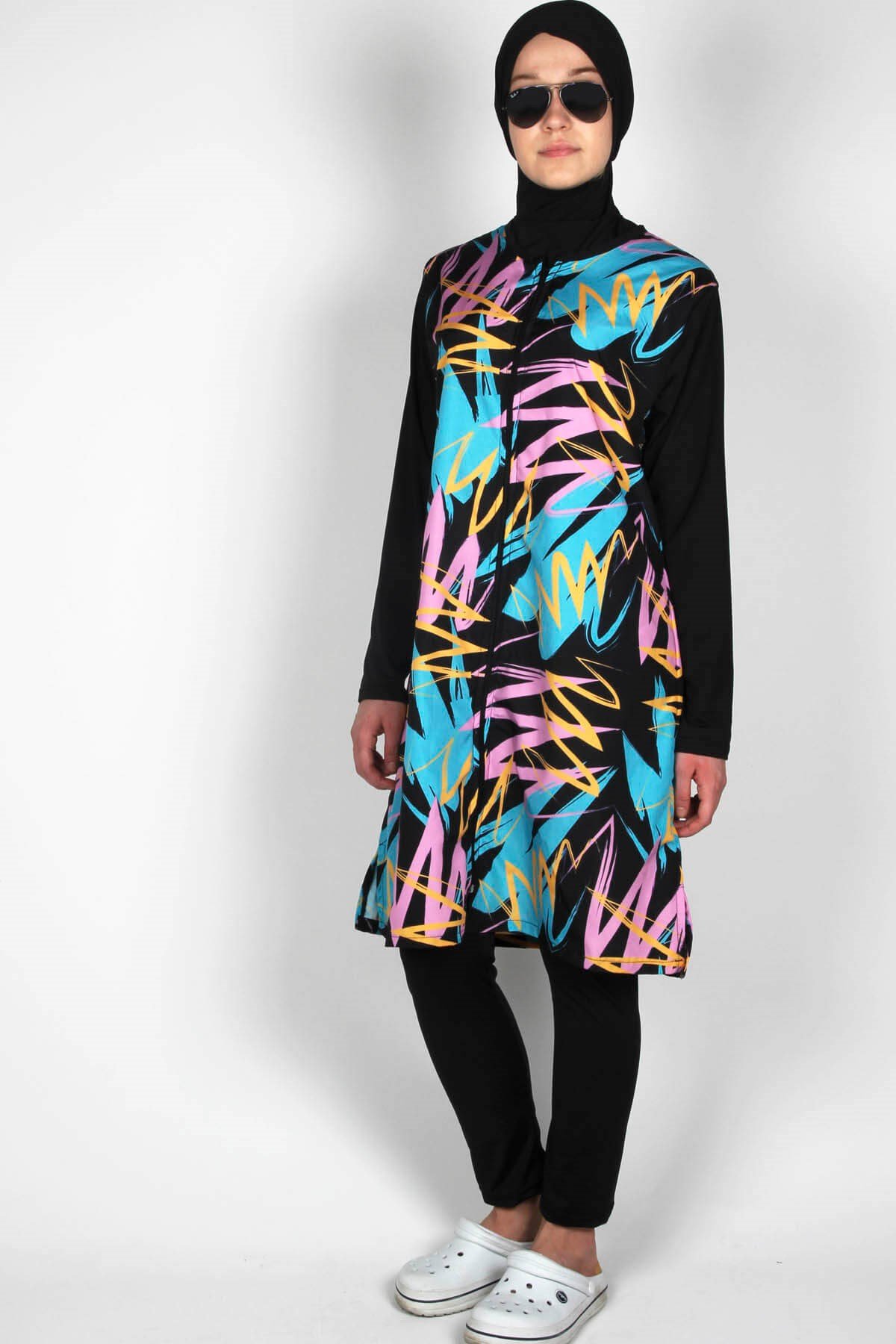 Picasso Serisi Yapışmayan Haşema, Paraşüt Kumaş Tam Kapalı Mayo / Sealife SL1006