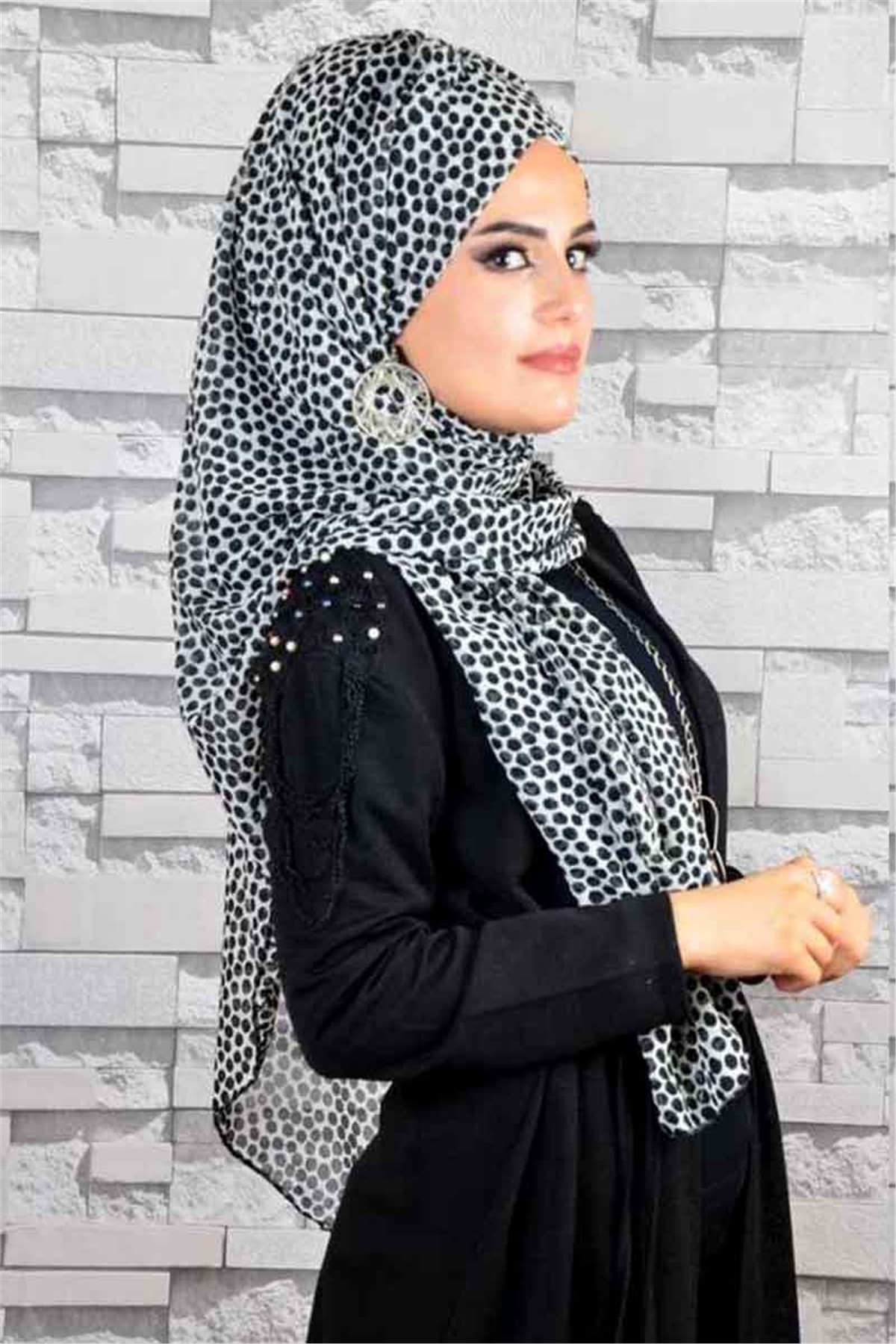 Puantiyeli Şifon Bone Şal