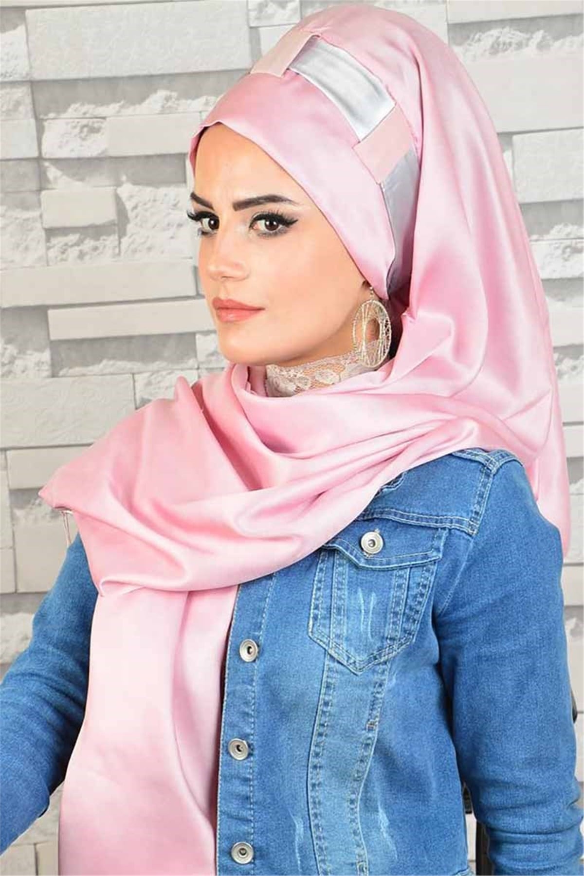 Pudra Gümüş Hazır Türban bnd8026