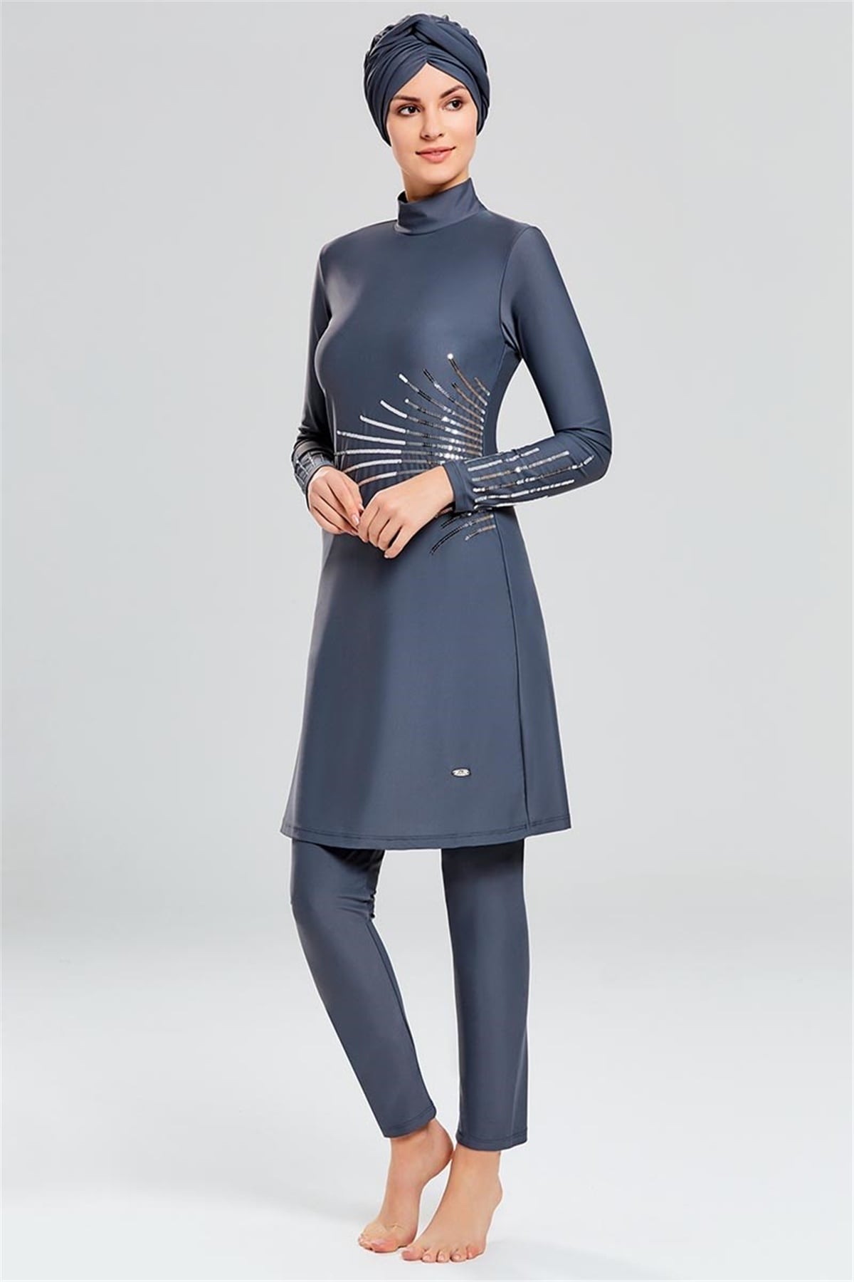 Pullu Antrasit Modern Tesettür Mayo