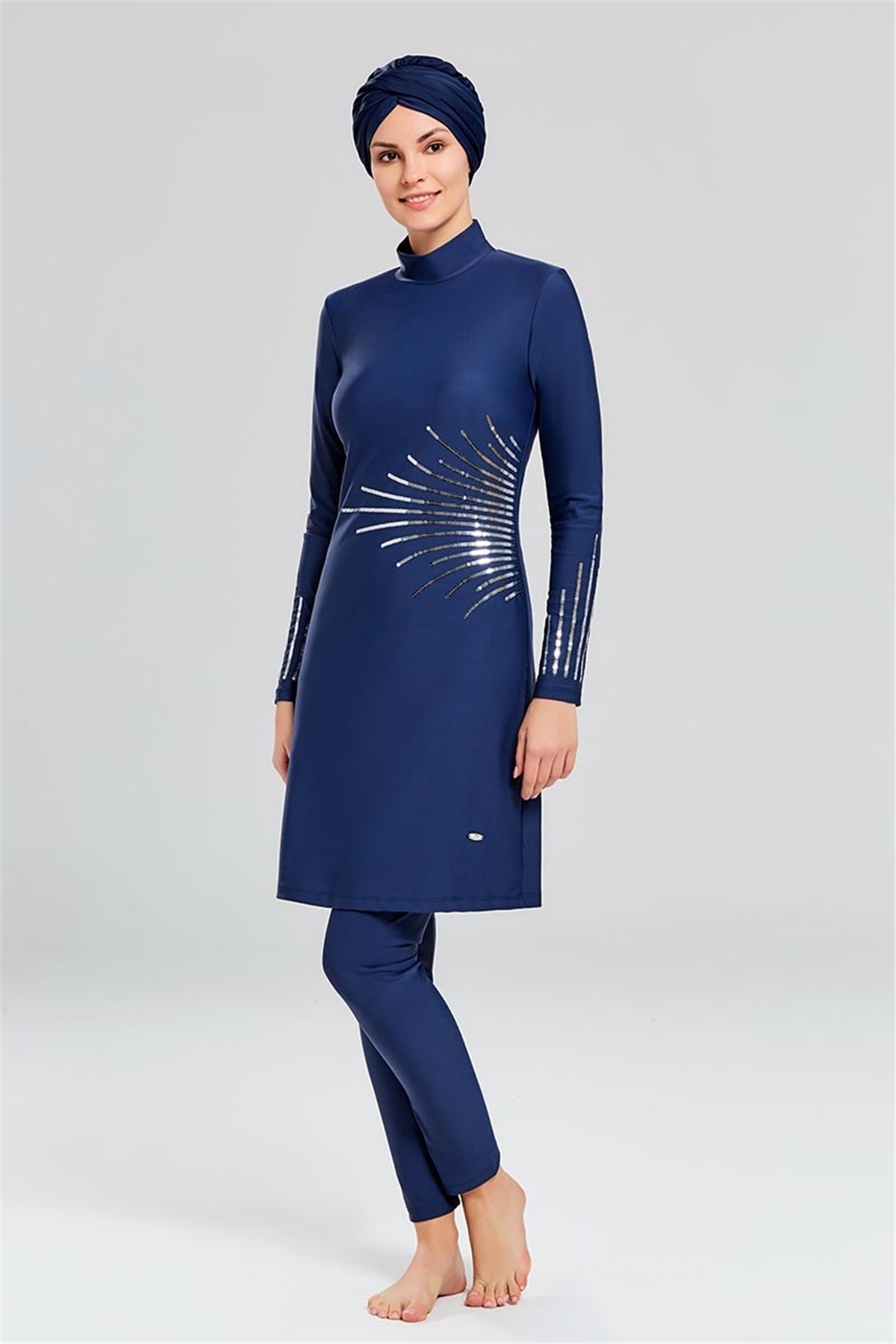 Pullu Koyu Lacivert Modern Tesettür Mayo