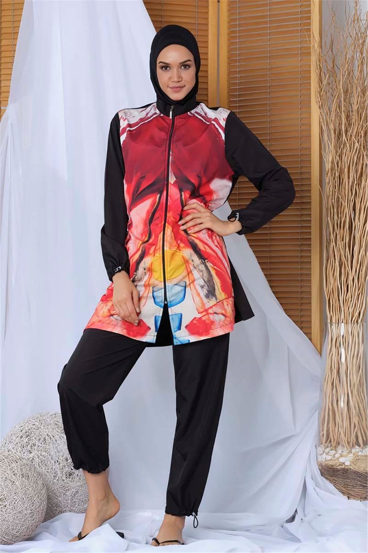 Renkli Baskılı Tam Kapalı Mayo T20155