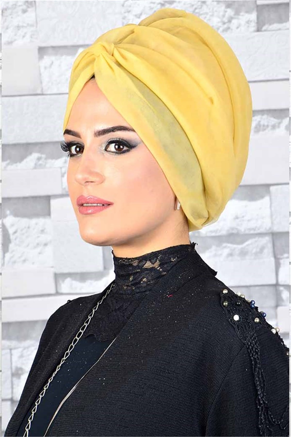 Sarı Hayal Tül Tesettür Abiye Şal hz029