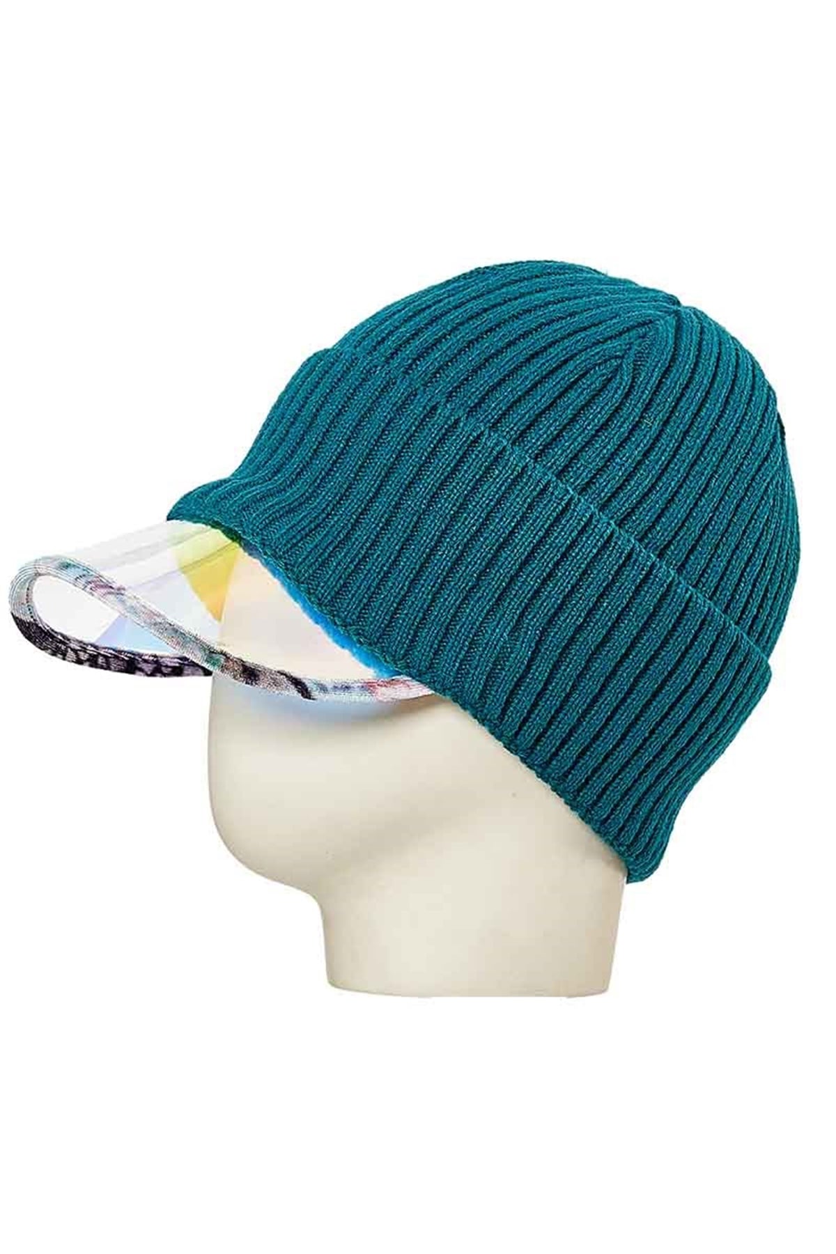 Şeffaf Şapkalı Bere 20441 - Petrol