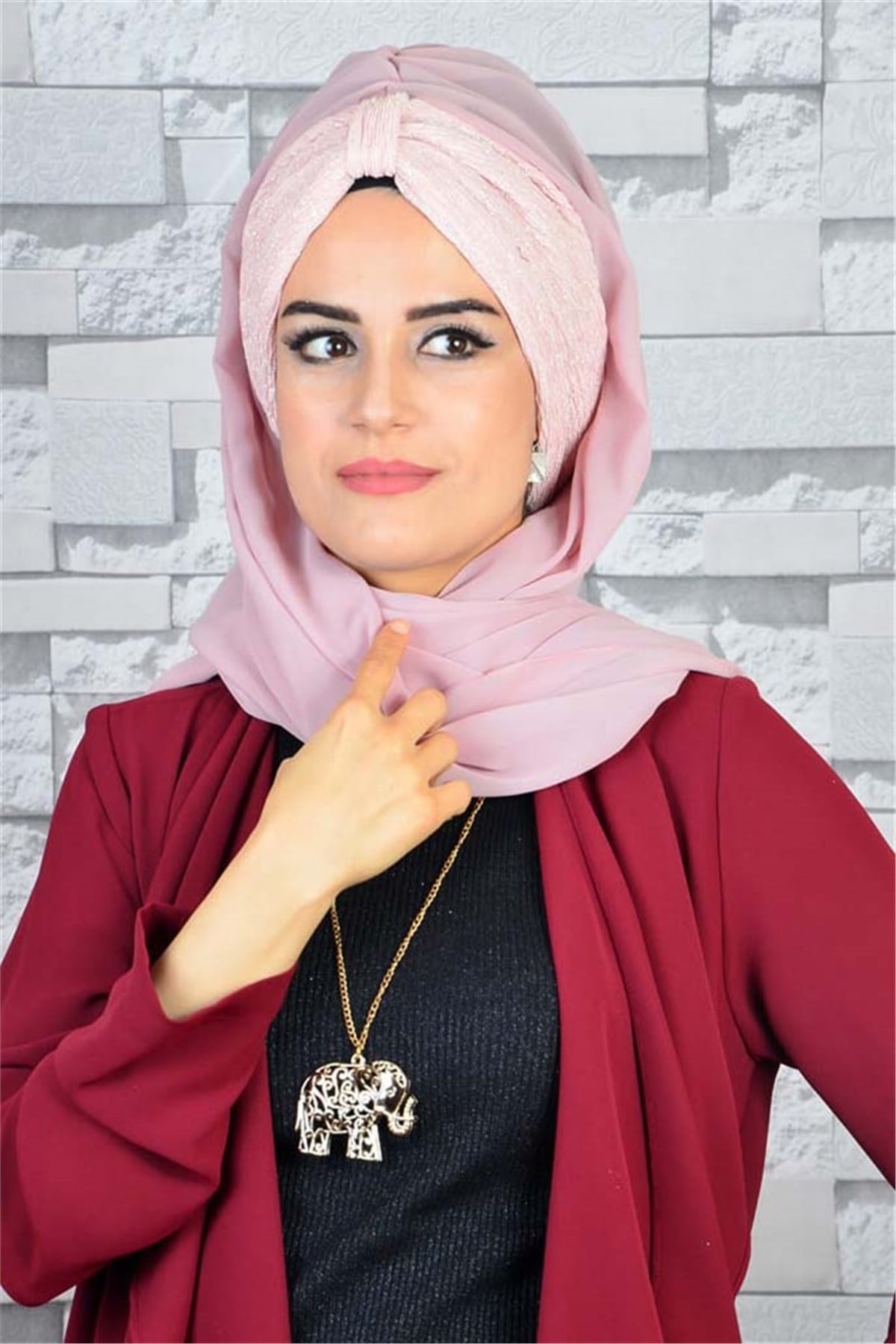 Şifon Bandana Pratik Hazır Bone Şal BN019
