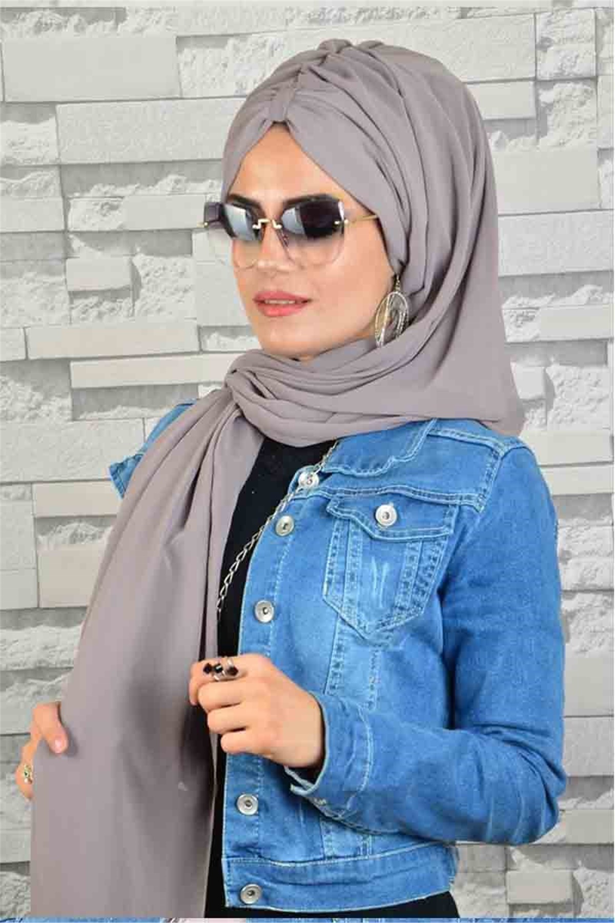 Şifon Vizon Biritli Bandana Hazır Şal bnd179