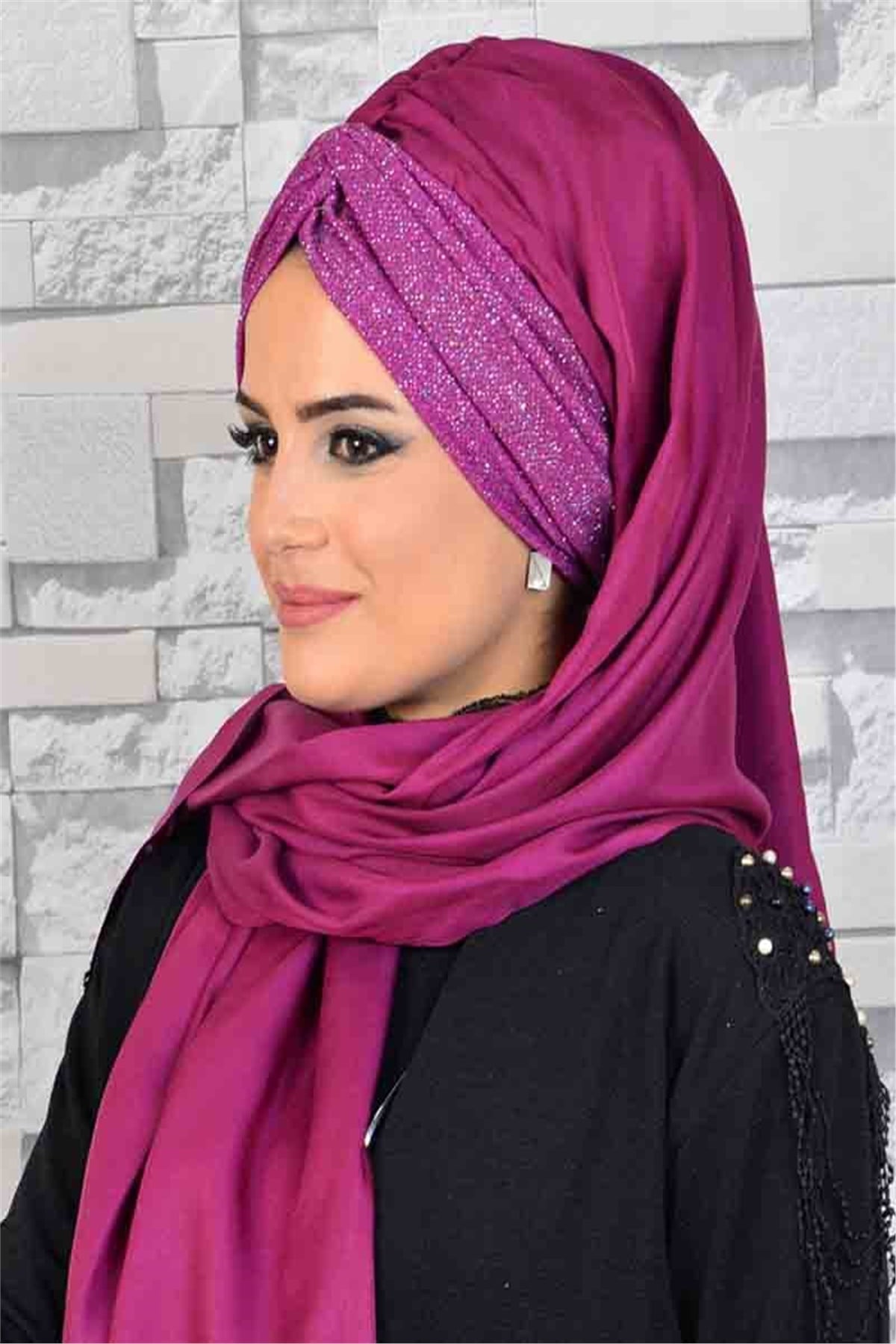 Simli Vişne Bandana Pratik Şal BND6060
