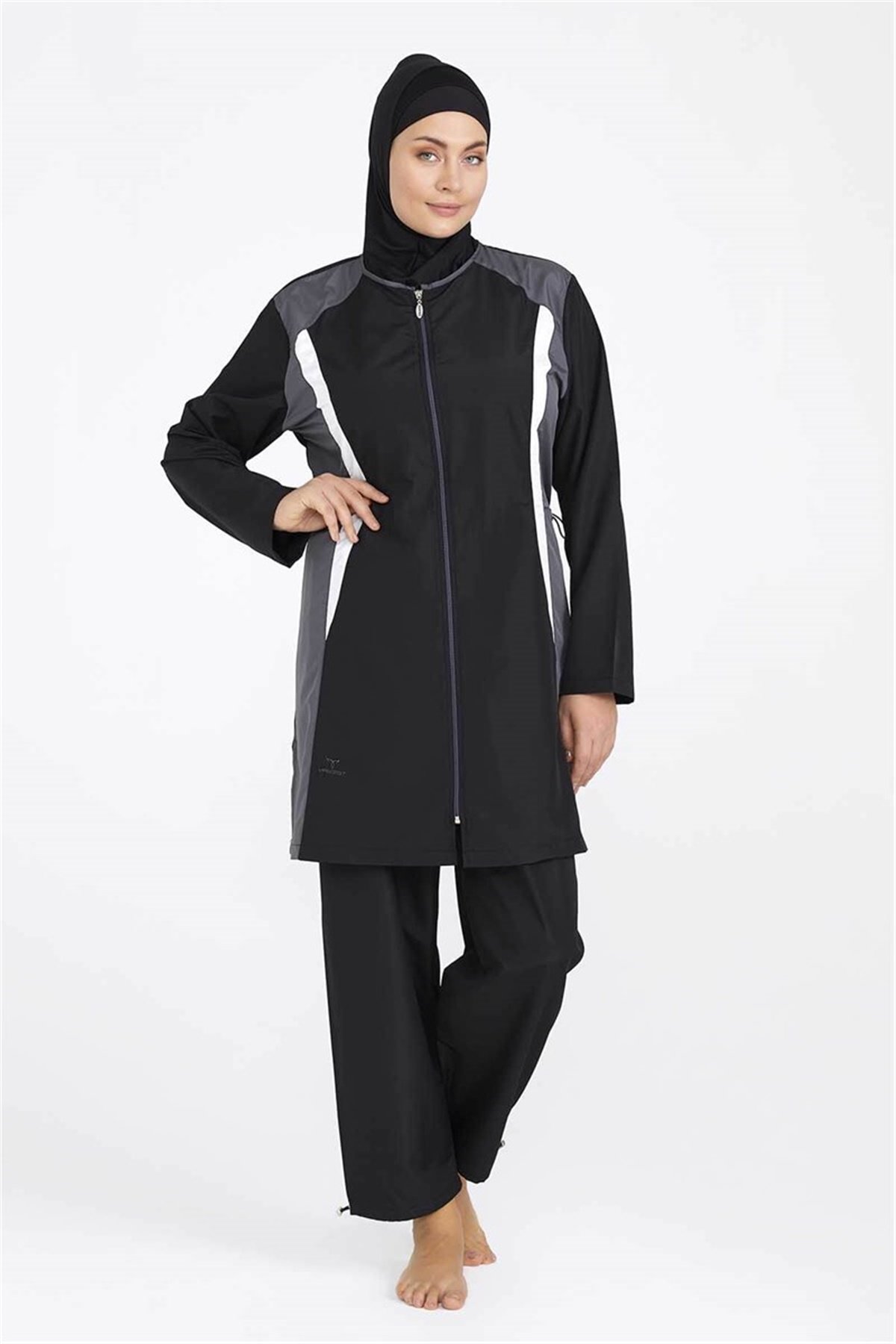 Siyah Büyük Beden Tesettür Mayo T0435