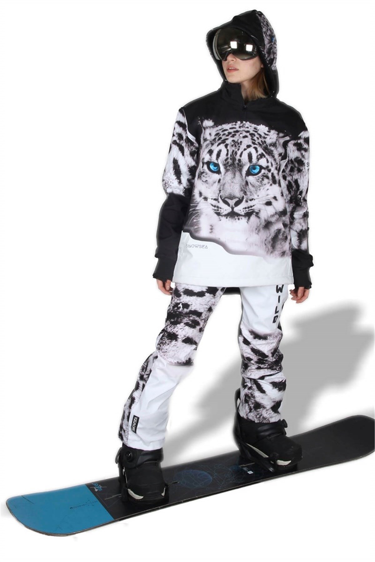 Snowsea SST1110-1 Wild Serisi White Tiger Snowboard Mont ve Pantolon Takım