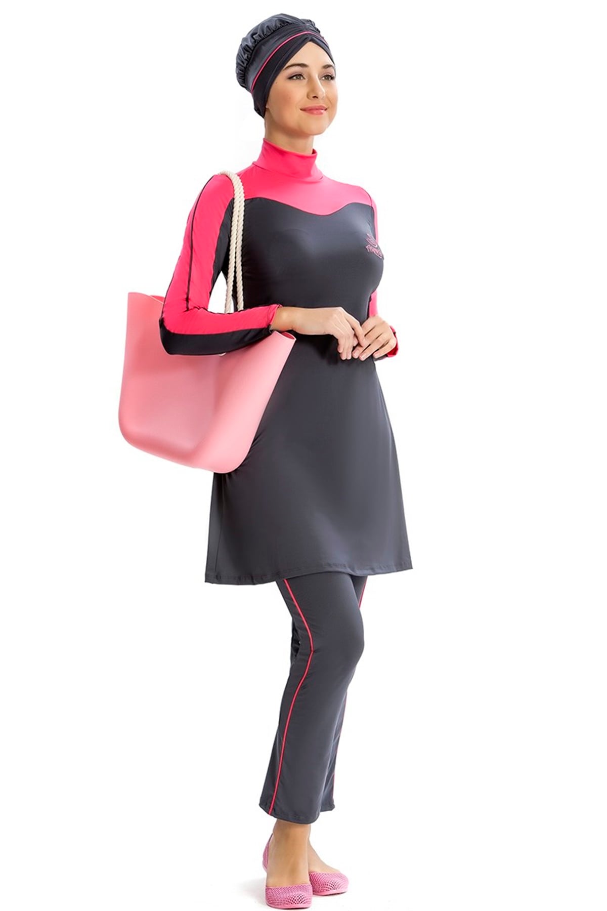 Spor Tasarım Modern Likralı Tesettür Mayo Armes 3208204 Antrasit