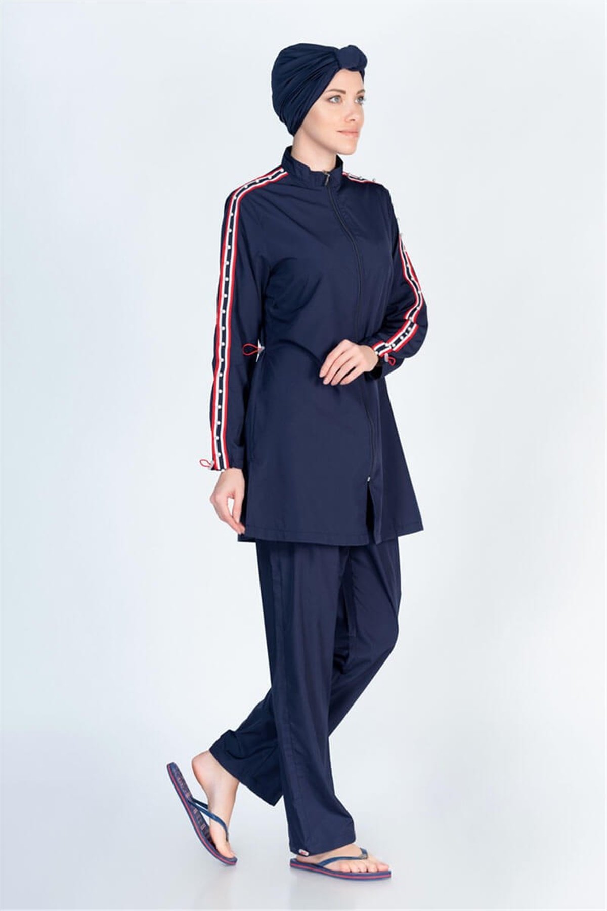 Spor Tasarım Tam Tesettür Kapalı Mayo ALS3731 Lacivert