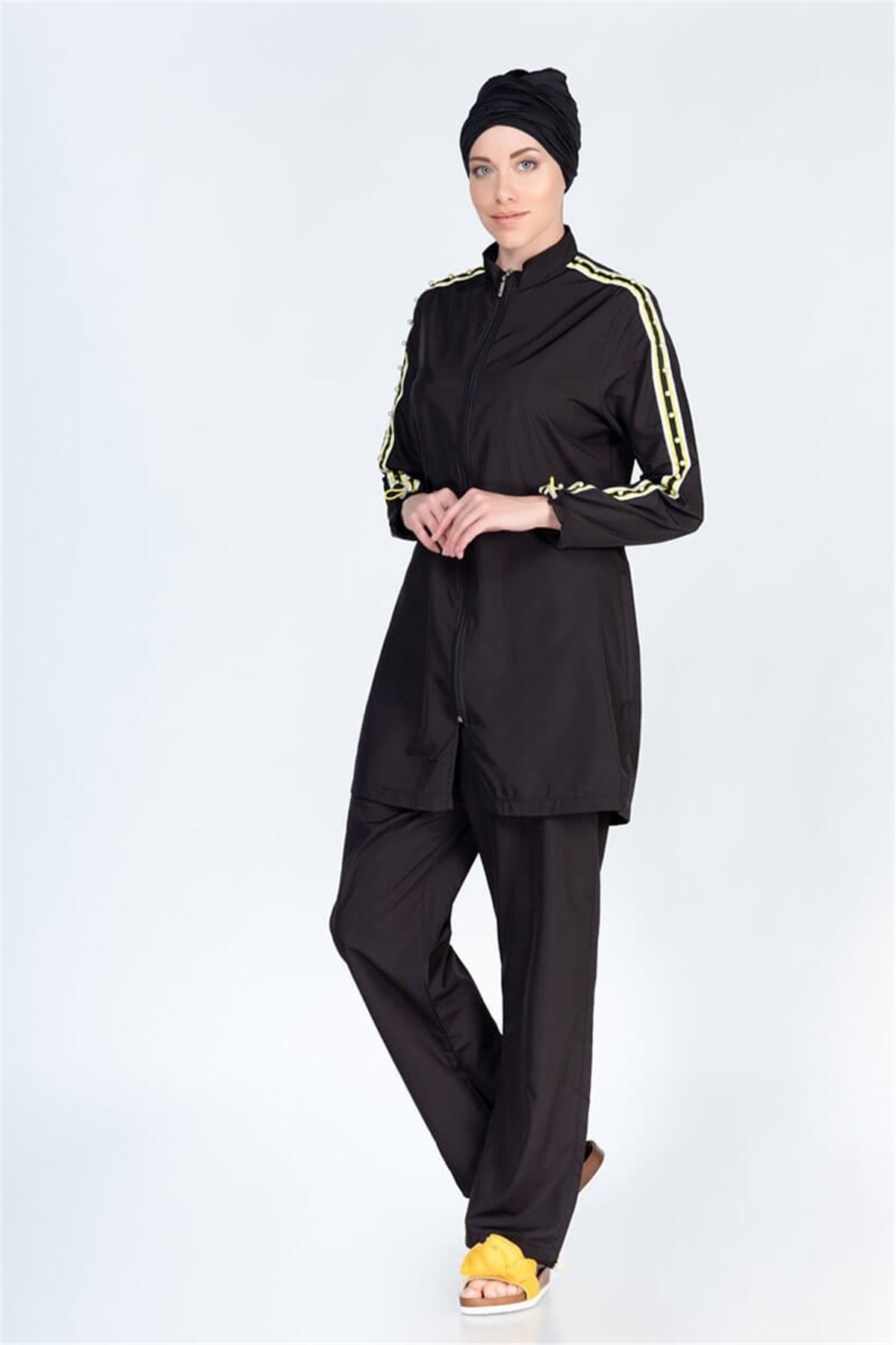 Spor Tasarım Tam Tesettür Kapalı Mayo ALS3731 Siyah