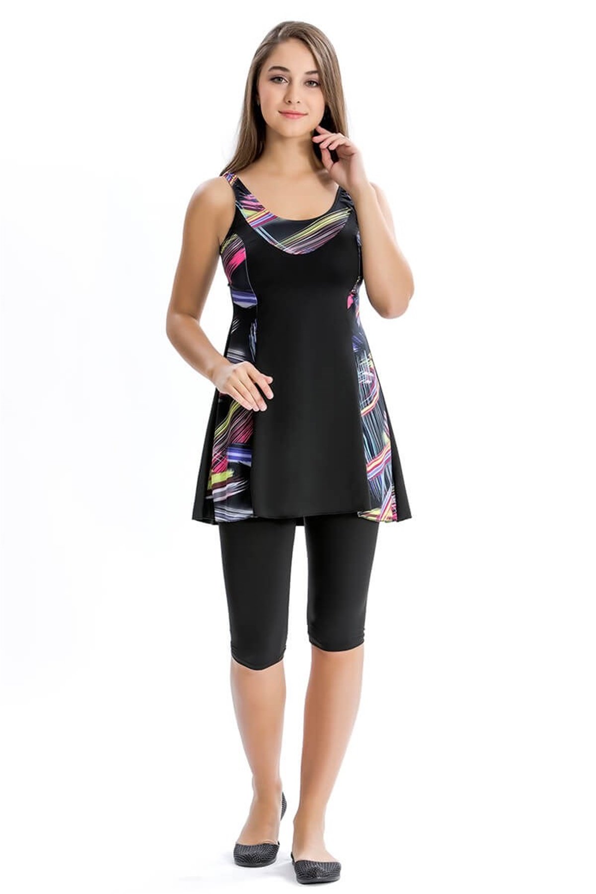 Sporcu Elbise Mayo, Askılı Taytlı Havuz Mayosu Armes 3208004 Siyah