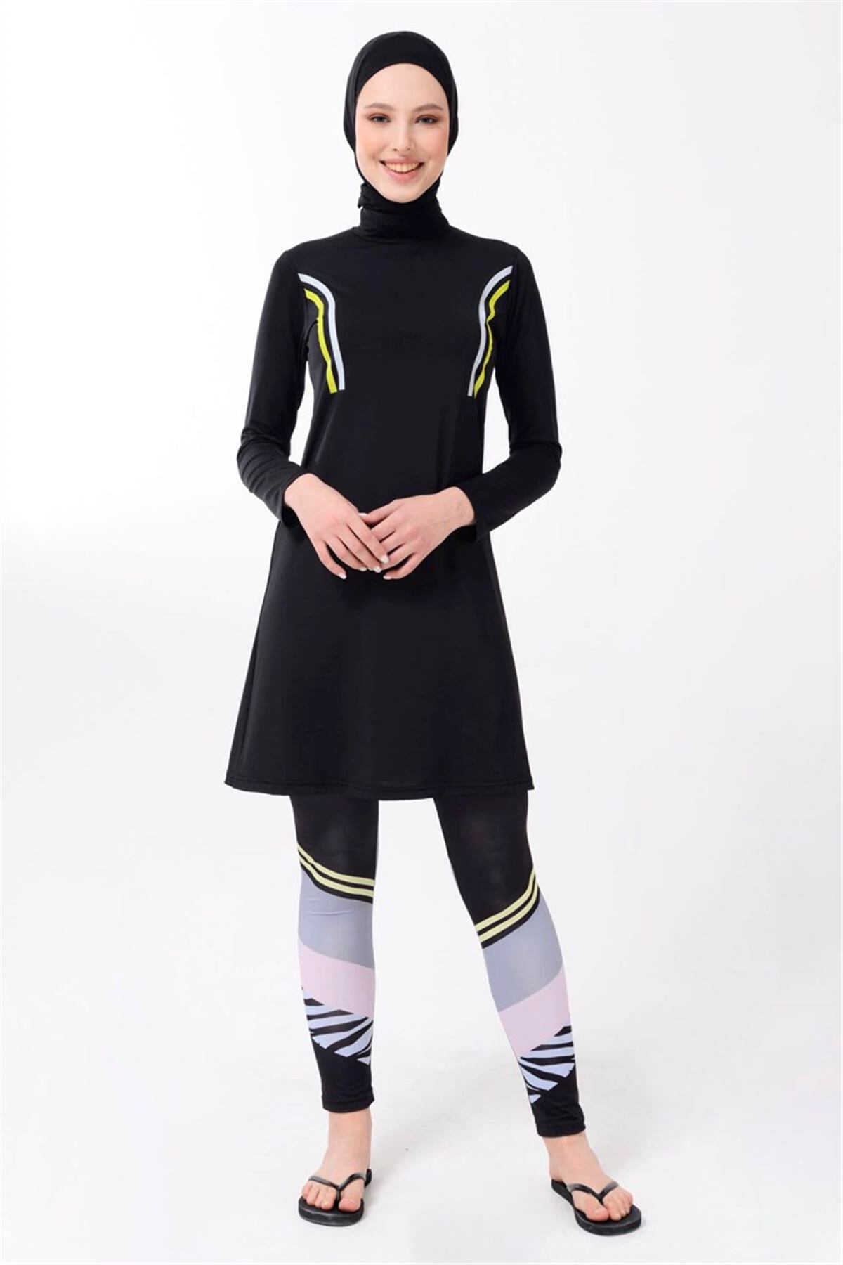 Sportif Siyah Tesettür Mayo T21622
