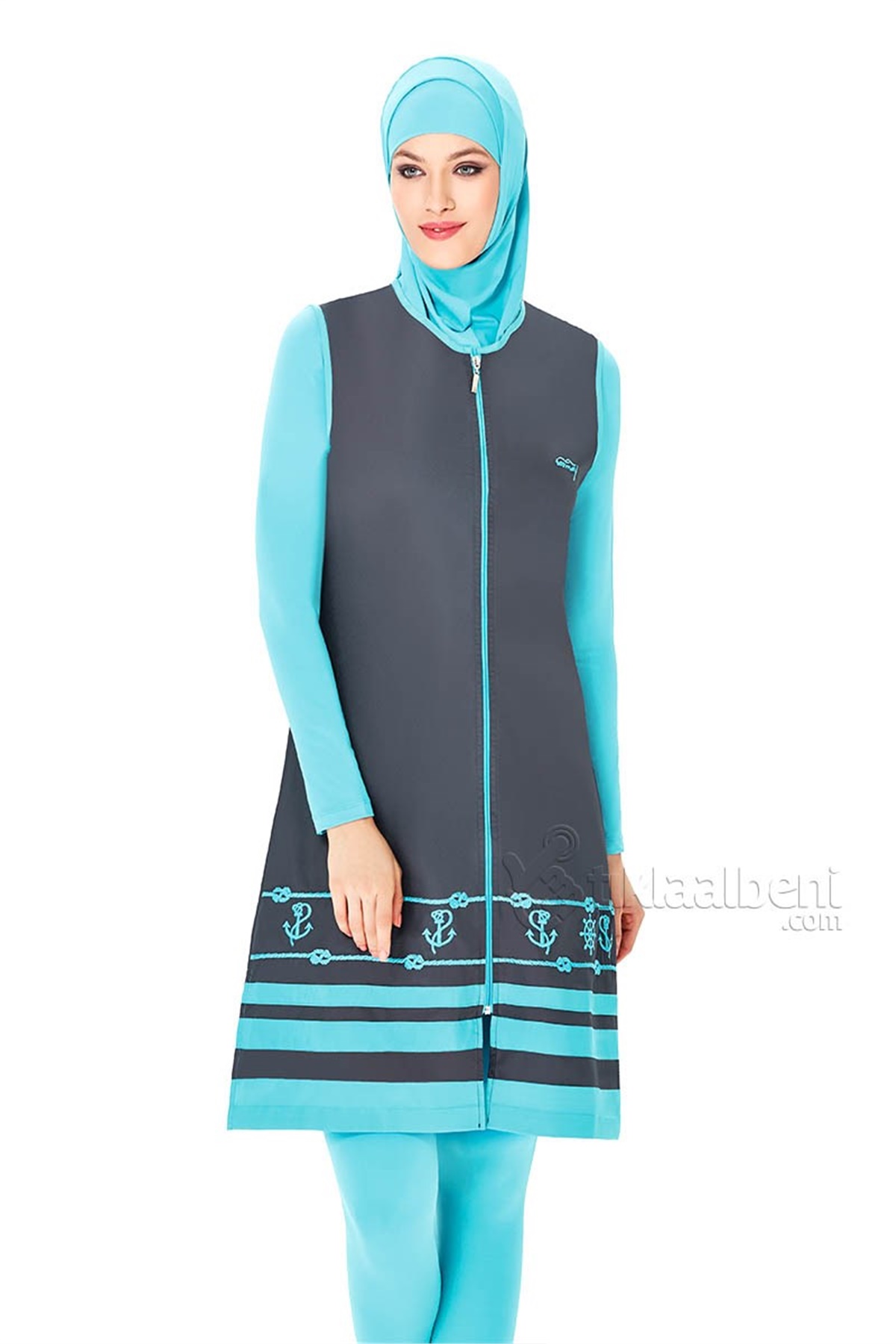 Tam Tesettür Mayo Yelekli Jile Takımı Haşema, Adasea 22090 - Antrasit