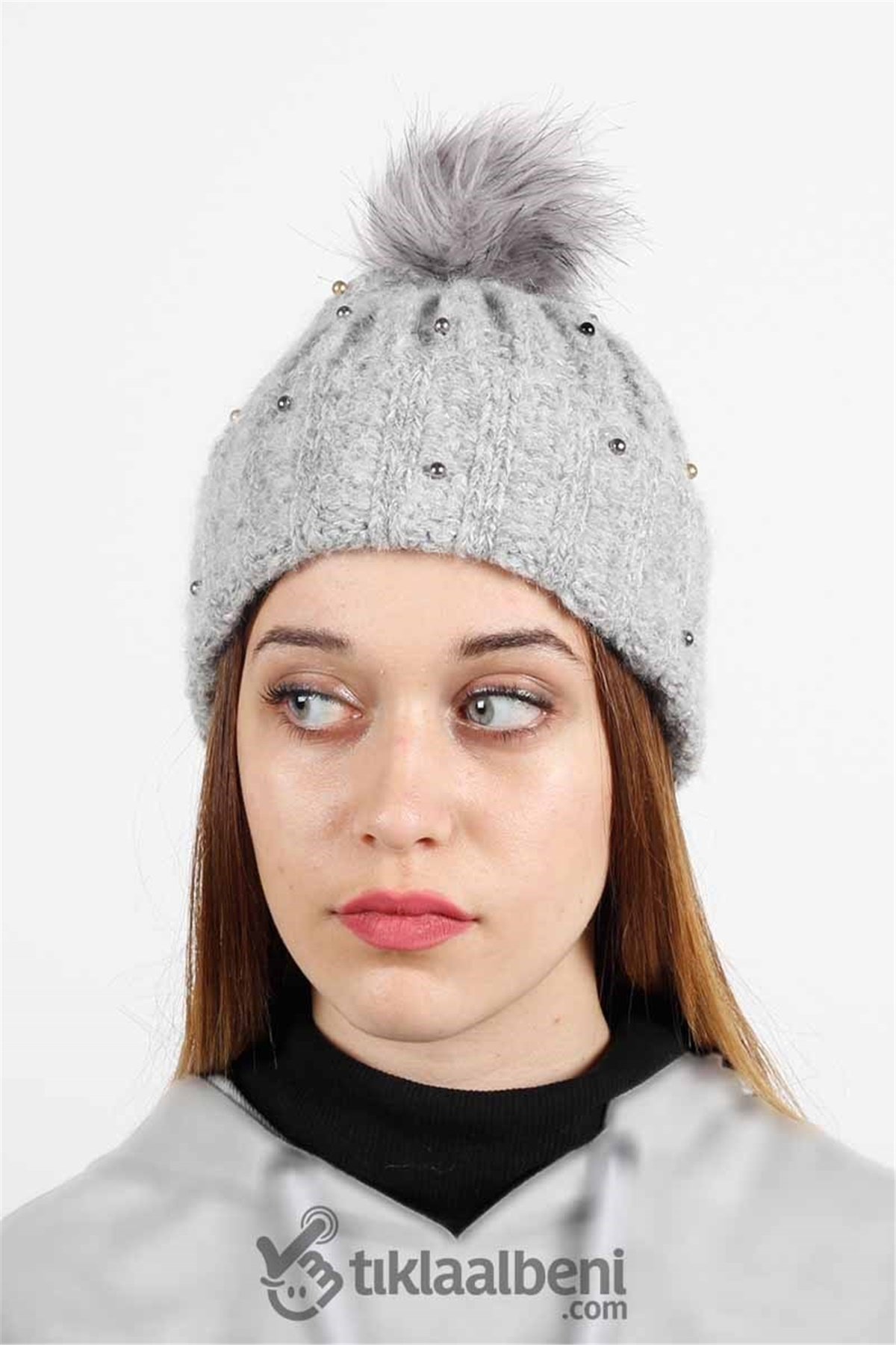 Taş Detaylı Bere - FRM-41 Gri