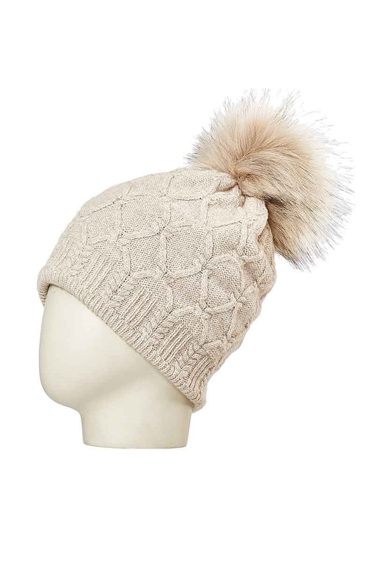 Taşlı Bayan Yün Bere 24881 - Bej