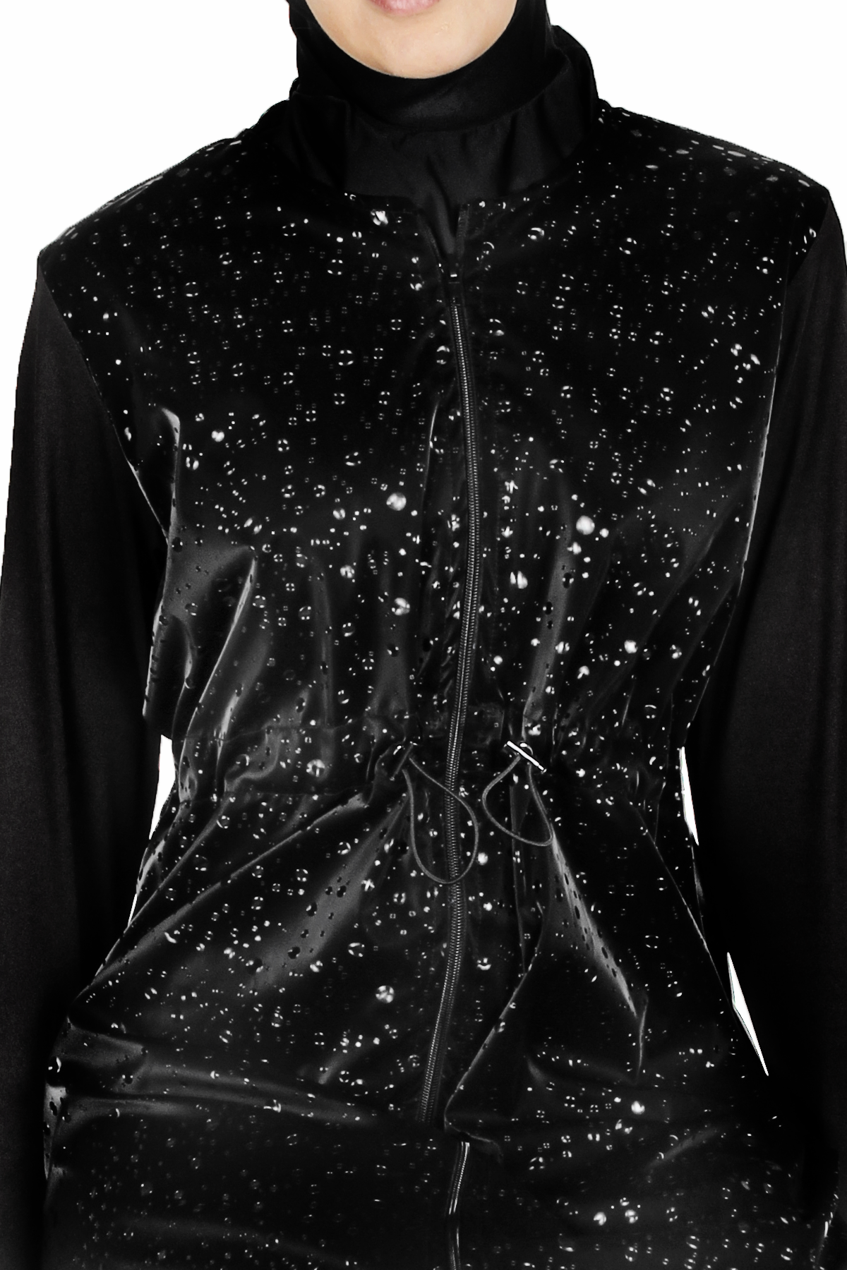 Tek Üst, 1. Kalite Veros Water Droplets Uzun Tesettür Mayo Üstü