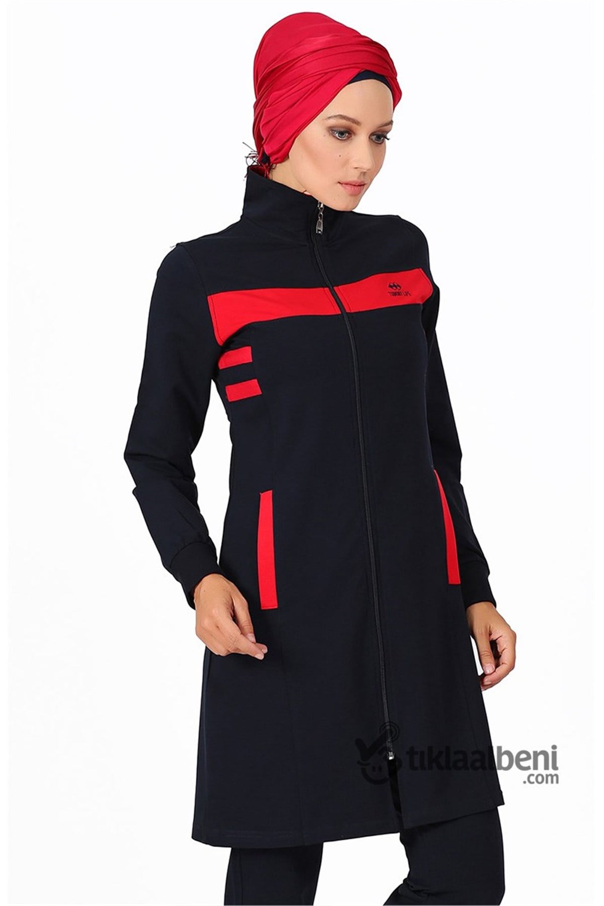 Tesettür Eşofman Takımı Spor Çizgili TML-95156 - Lacivert