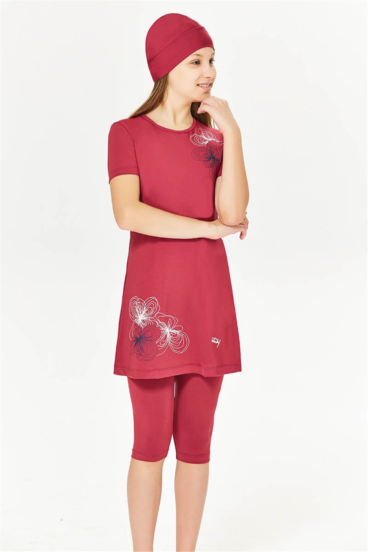 Tesmay 1500165 Kız Çocuk Yarım Kapalı Mayo Mürdüm