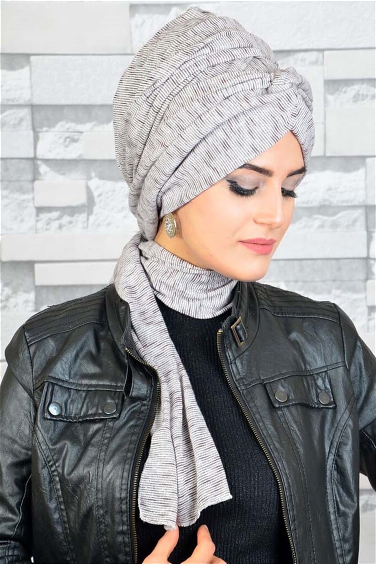 Triko Zincir Bandana Pratik Bone Şal BN073