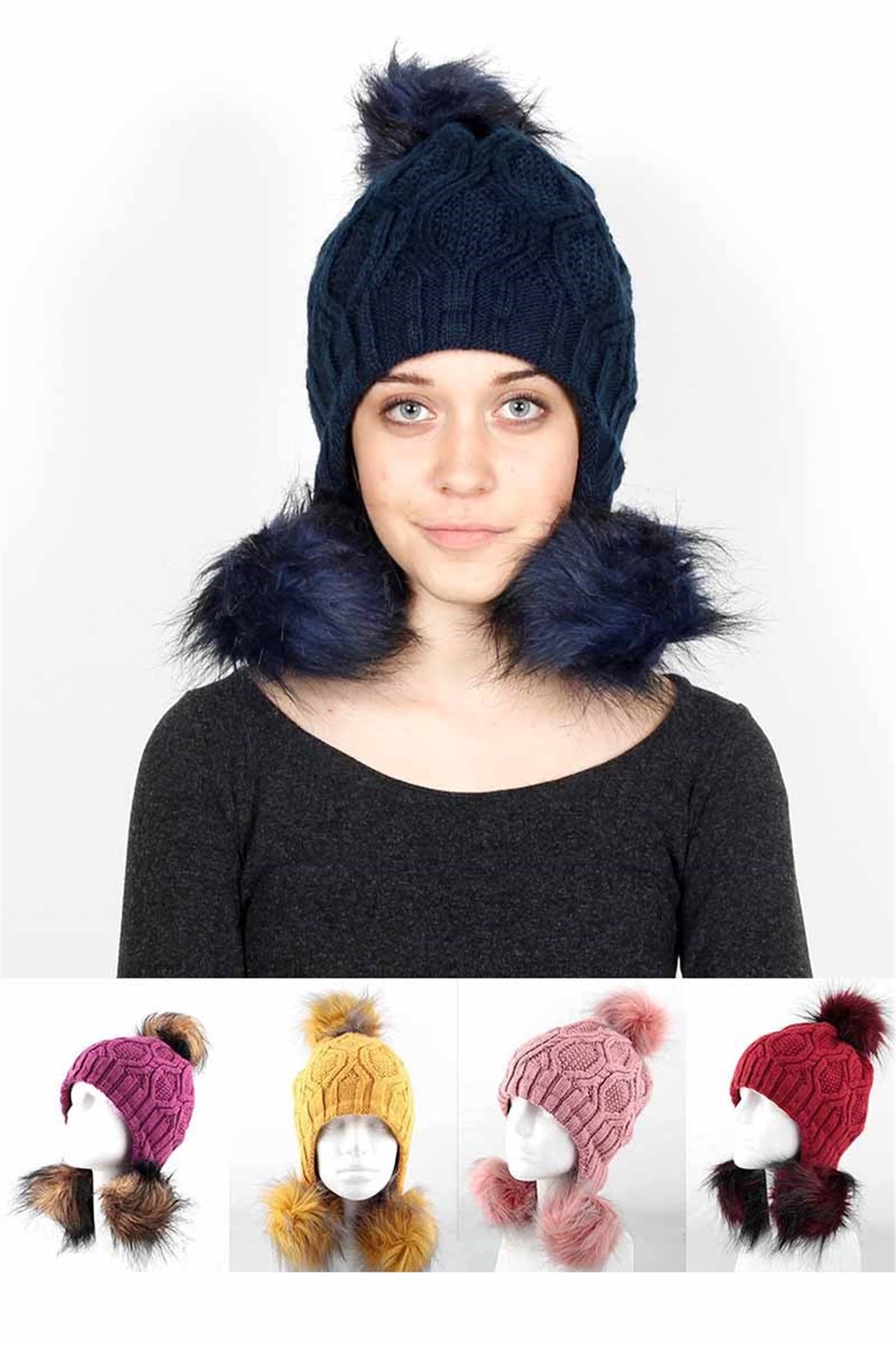 Üç Ponponlu Violet Bayan Bere FNM-2394