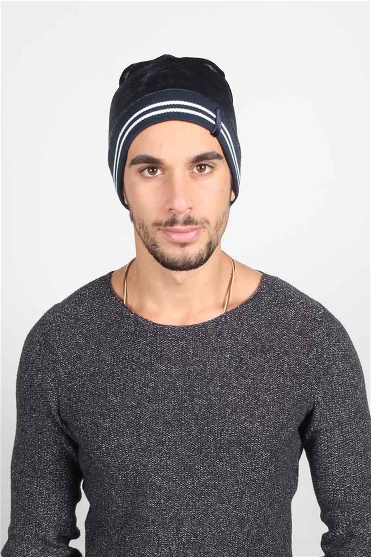 Üzeri İnce Kadife Unisex Tarz Bere EFB124241 Lacivert