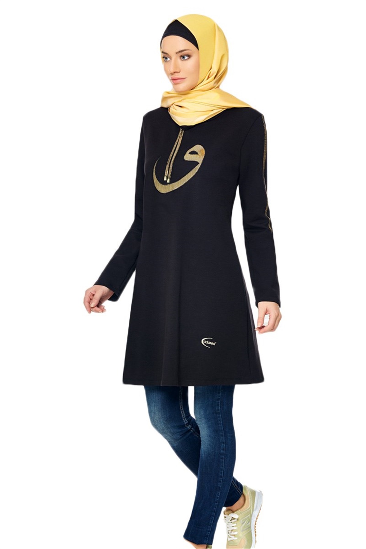 Vav İşlemeli Tesettür Eşofman Üstü ADS 1122 Siyah