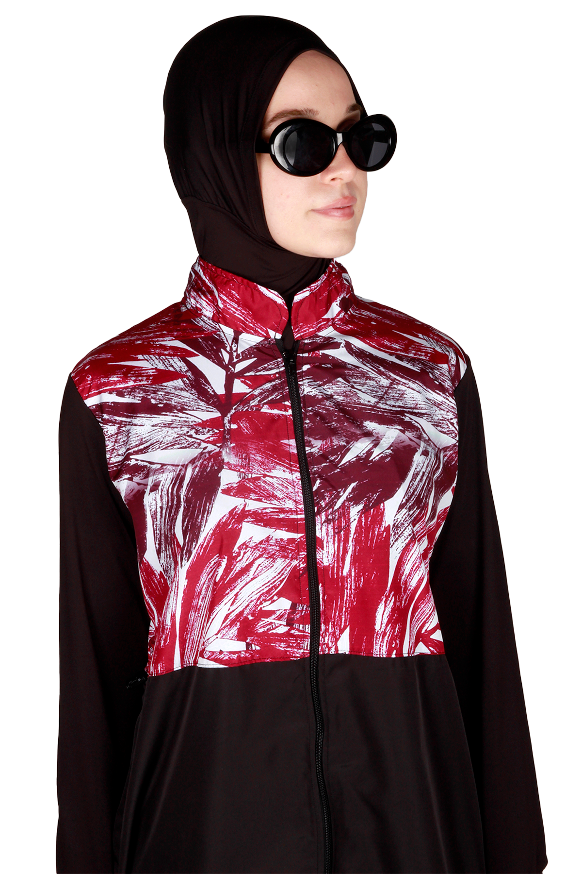 Veros Mayo VRS1108, Kırmızı Desenli Tesettür Mayo