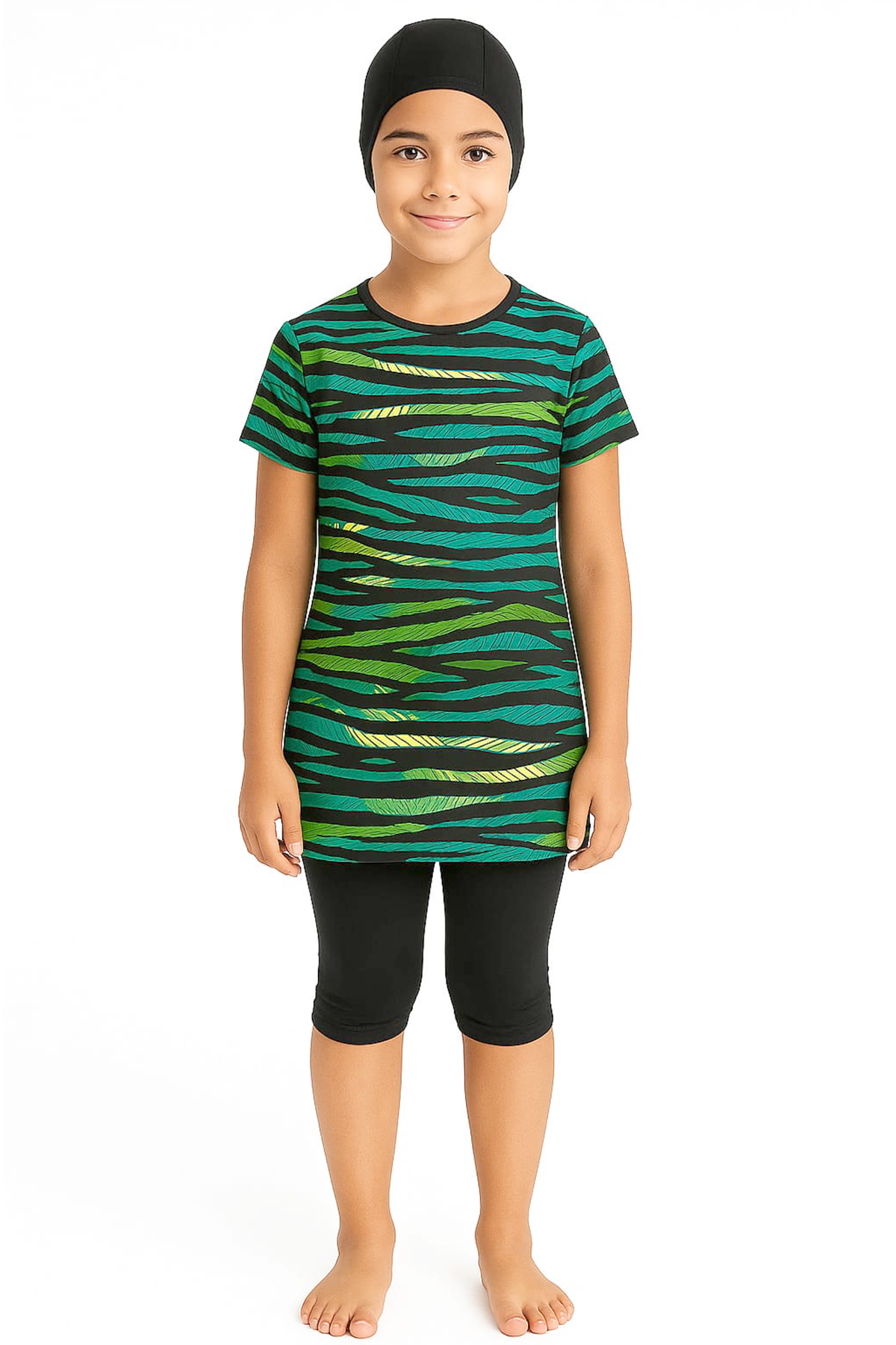 Veros VRS1149, Kısa Kollu Yeşil Kız Çocuk Mayosu