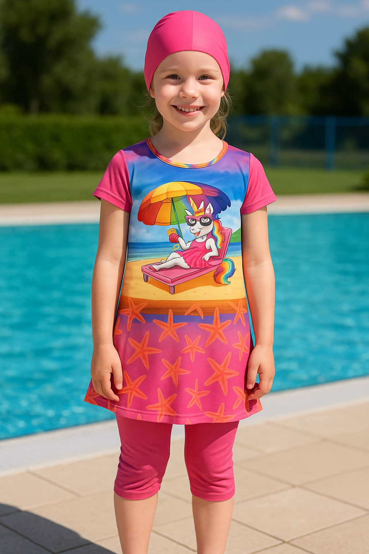 Veros VRS1153, 3-16 Yaş Arası Pembe Kız Çocuk Mayo