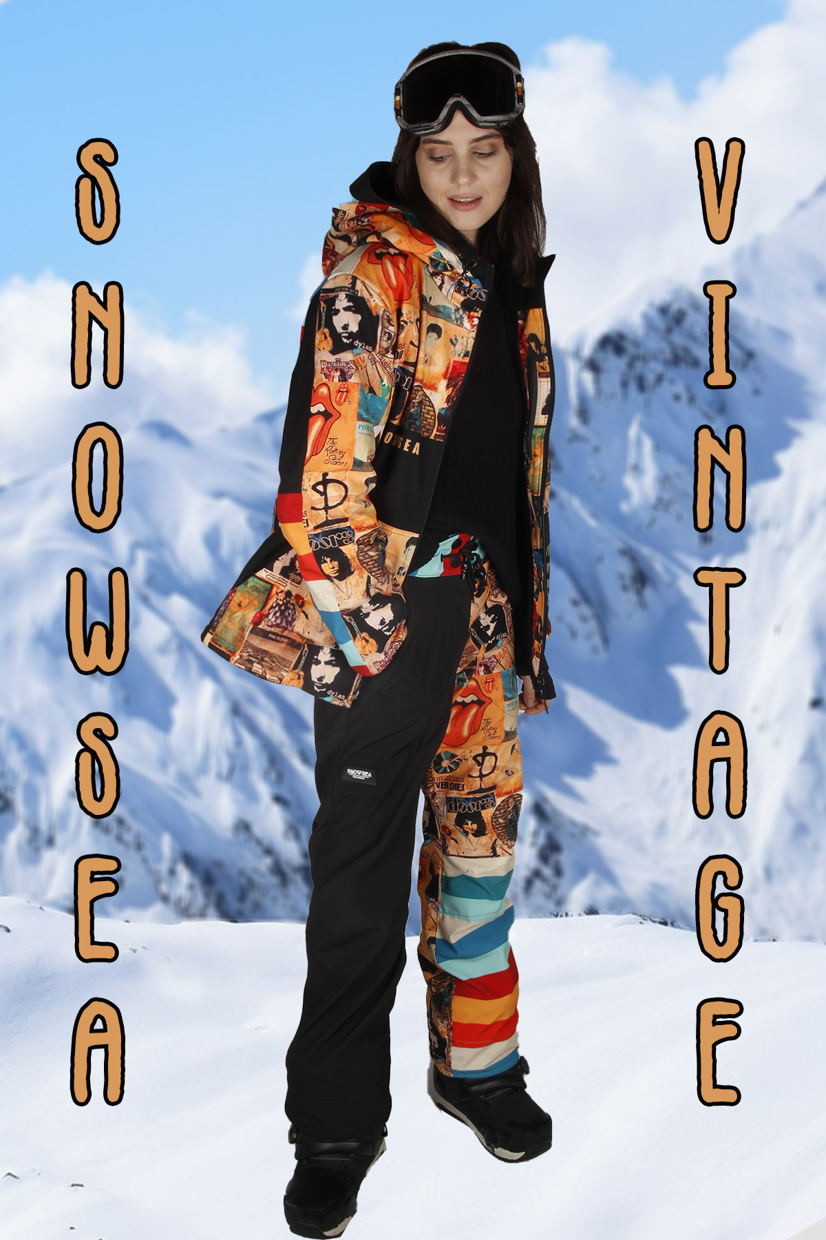 Vintage Kadın Kayak & Snowboard Mont & Pantolon Takımı