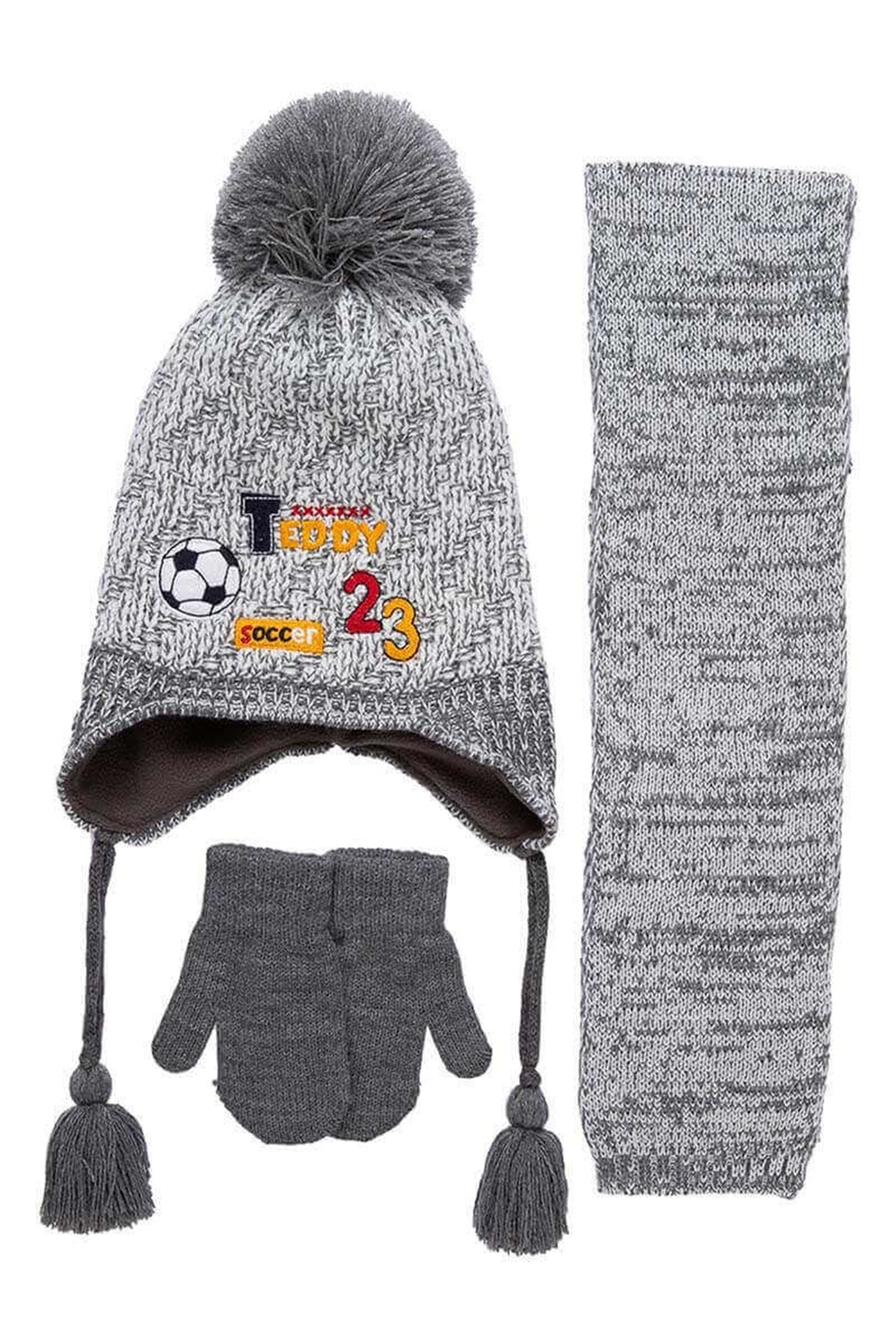 Wilson 1-4 Yaş Erkek Çocuk Atkı Bere Eldiven Takımı K9927 - Gri