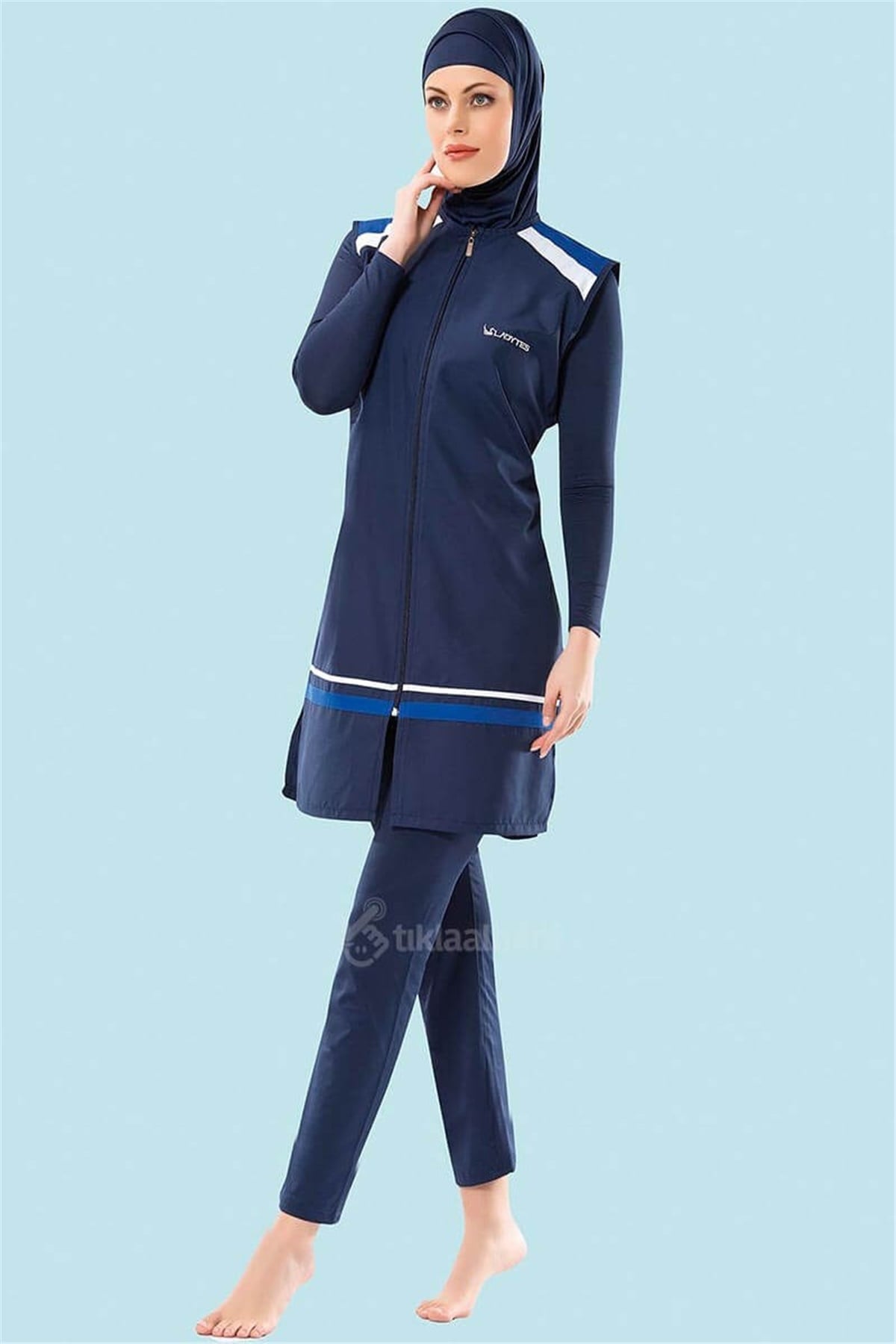 Yelekli Tesettür Mayo Ladytes 70770 Lacivert