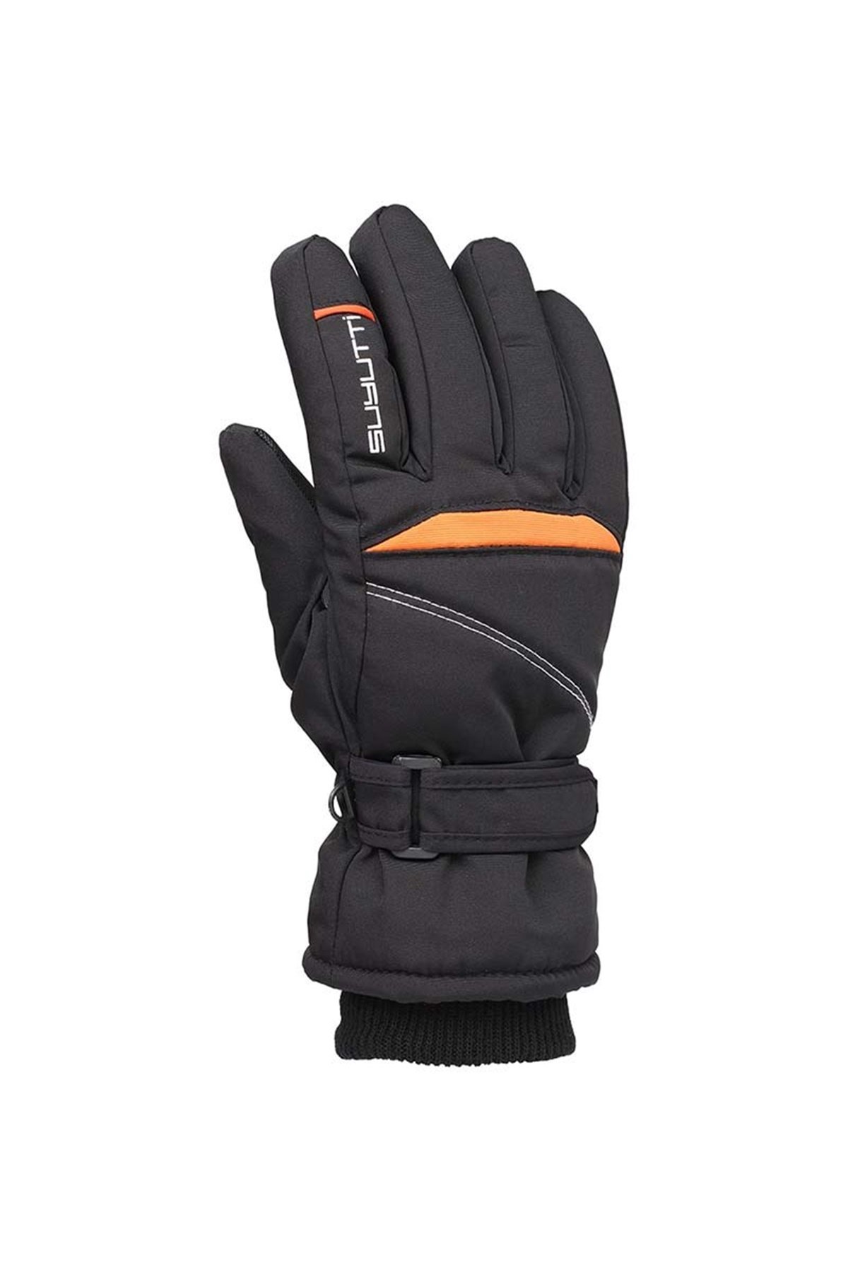 Yetişkin Erkek Siyah Turuncu Detaylı Kar Eldiveni - KR424-2