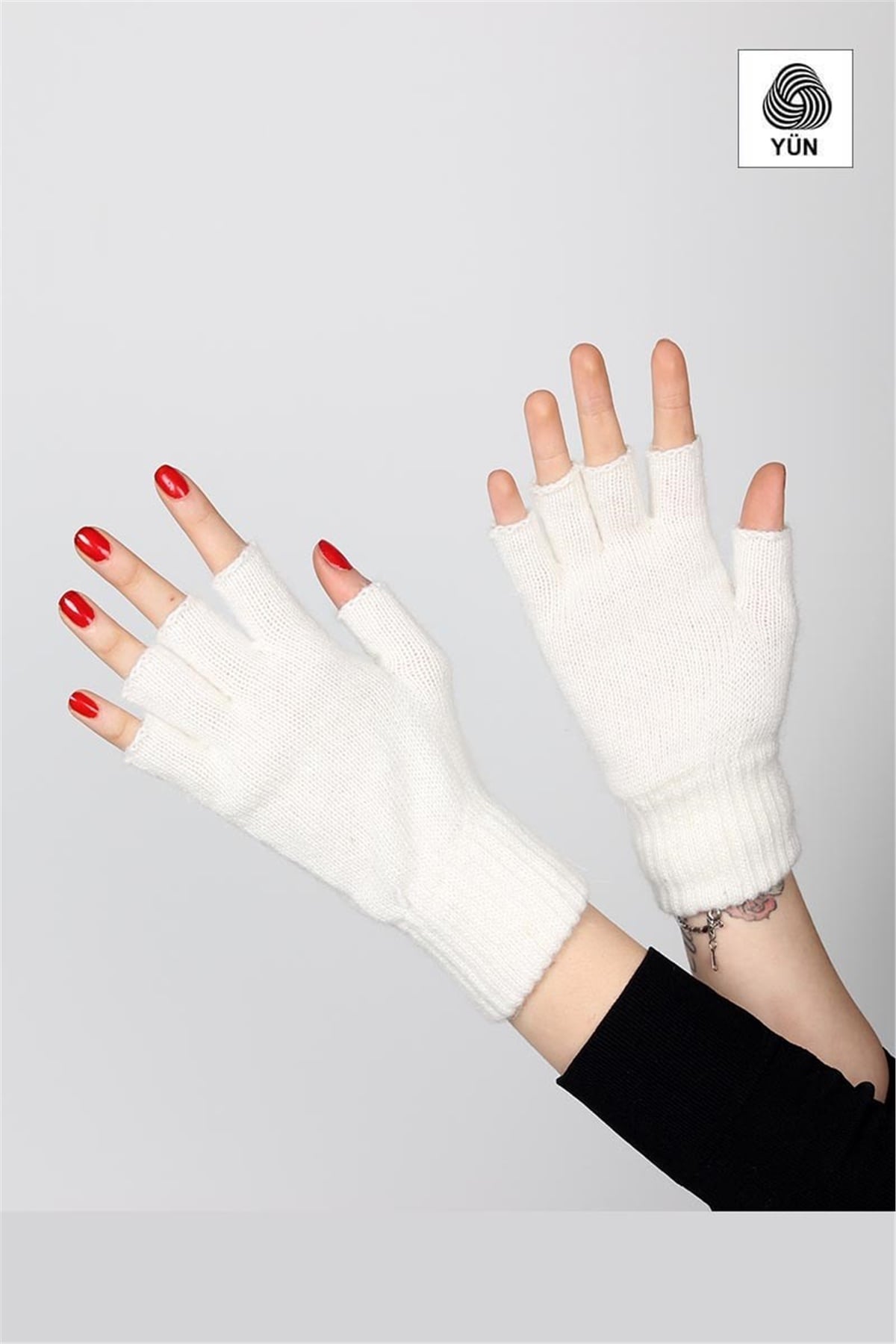 Yün Bayan Kesik Eldiven Ekru BE5503