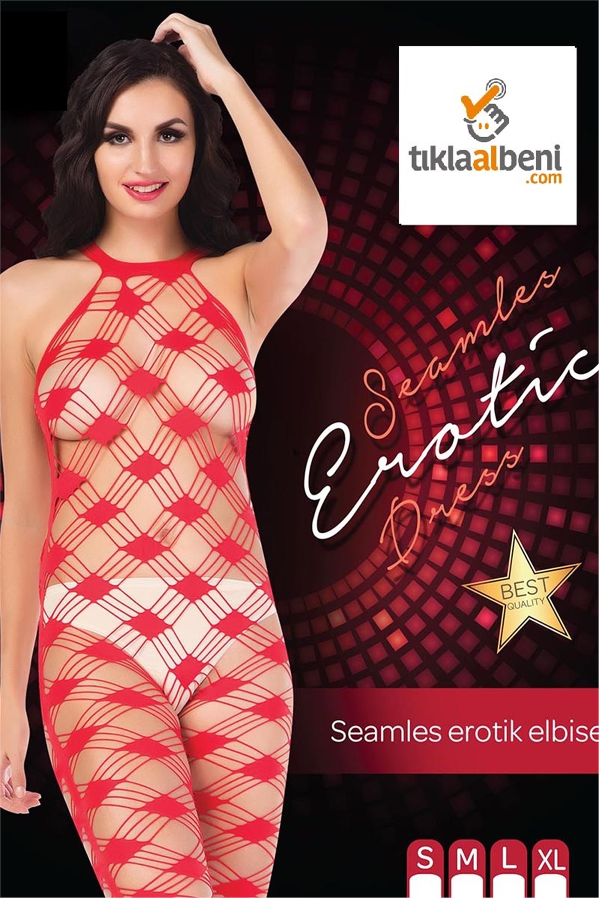 Seamles Extra Seksi Kırmızı Erotik Elbise - Emay 151131